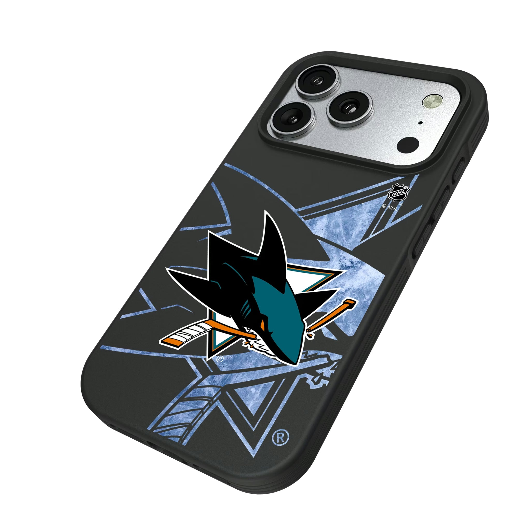 San Jose Sharks Ice Tilt iPhone Bump Phone Case for Apple iPhone - Isometric View#Device_iPhone 17 Pro