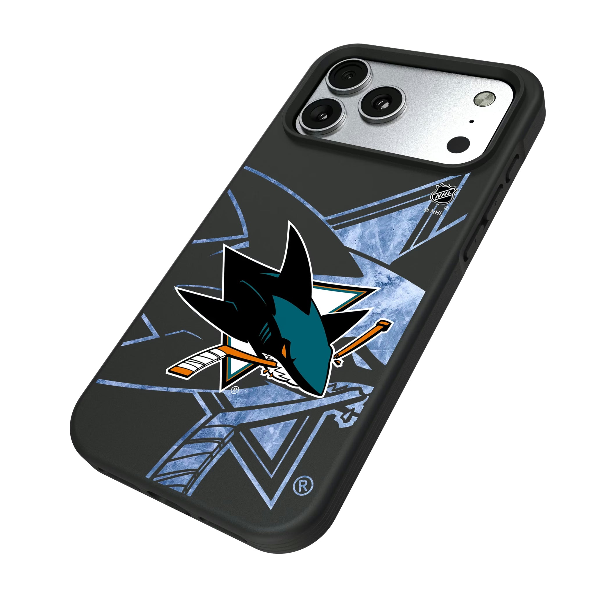 San Jose Sharks Ice Tilt iPhone Bump Phone Case for Apple iPhone - Isometric View#Device_iPhone 17 Pro Max