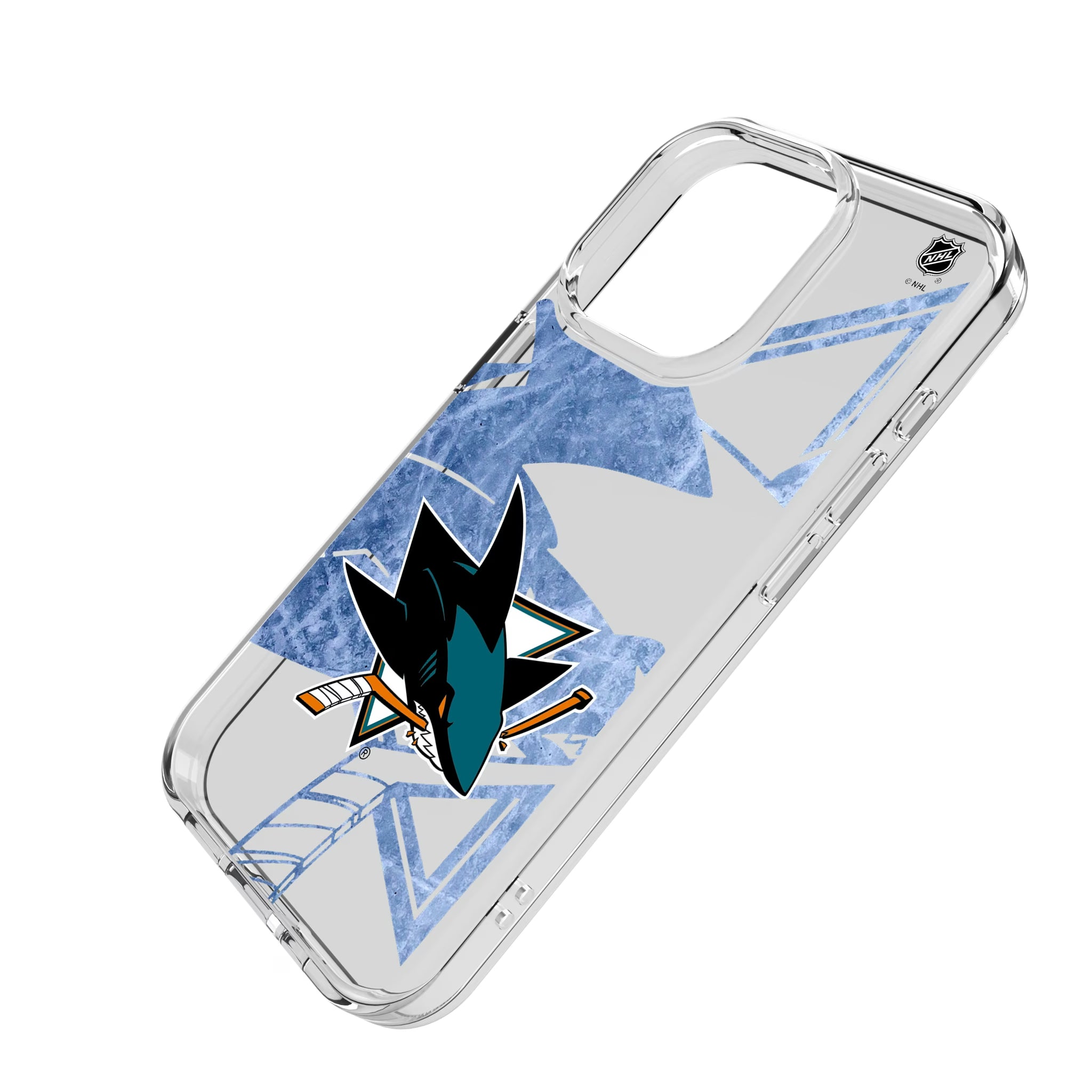 San Jose Sharks Ice Tilt iPhone Clear Phone Case for Apple iPhone - Isometric View