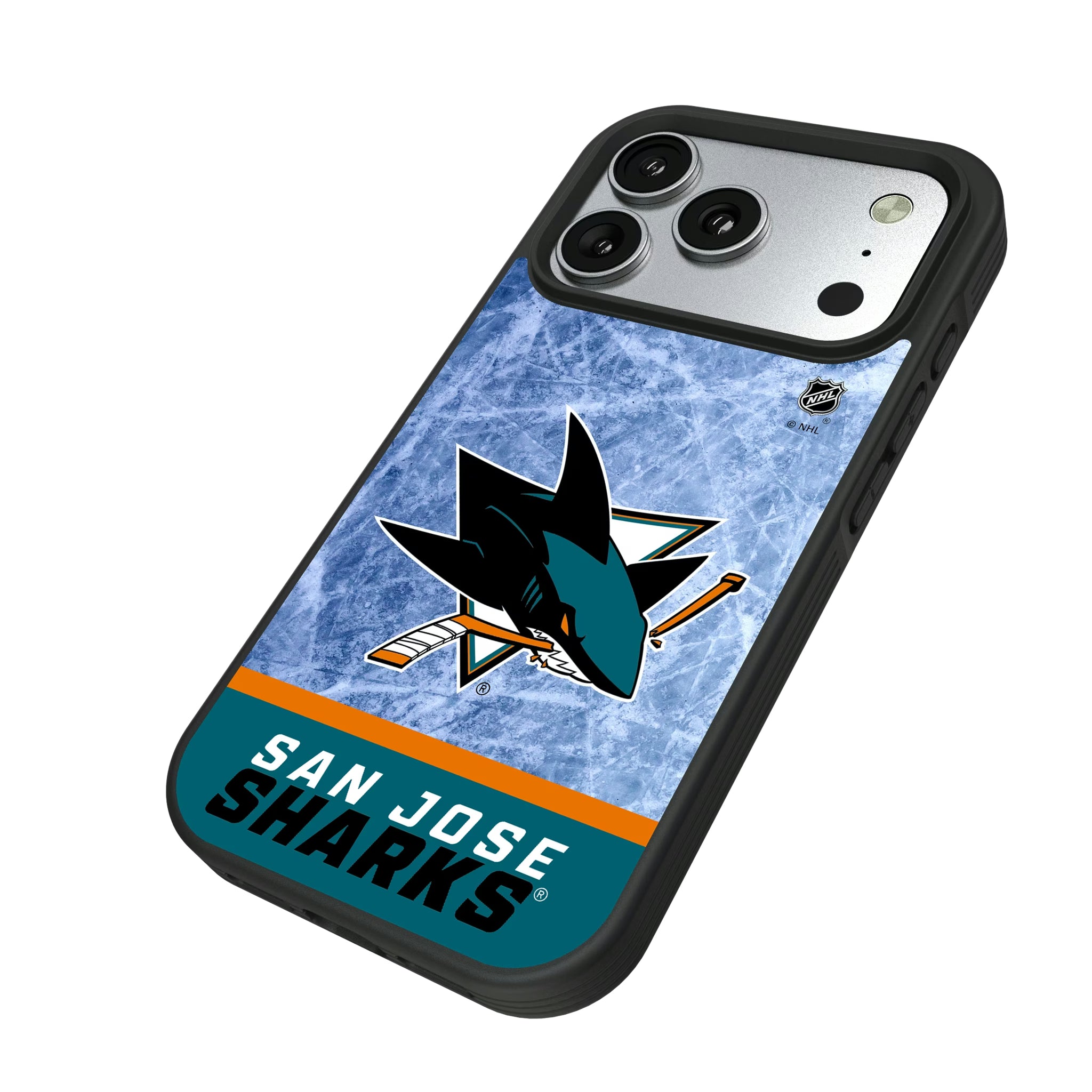 San Jose Sharks Ice Wordmark iPhone Bump Phone Case for Apple iPhone - Isometric View#Device_iPhone 17 Pro