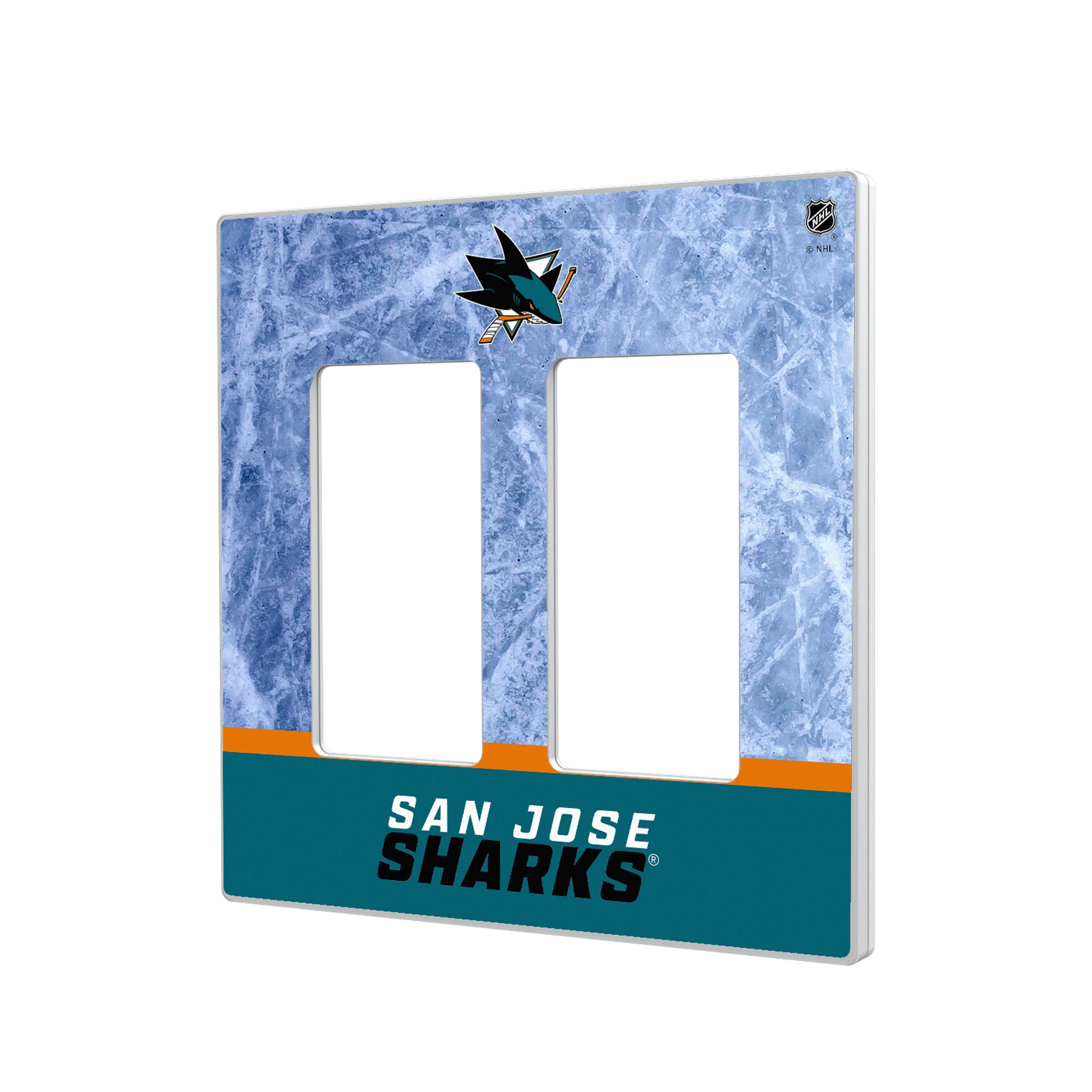 San Jose Sharks Ice Wordmark Hidden-Screw Light Switch Plate#Style_Double Rocker