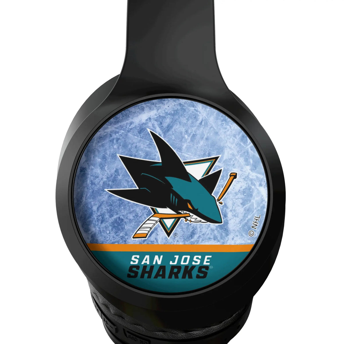 San Jose Sharks Ice Wordmark Wireless Over-Ear Headphones With Case - Detail