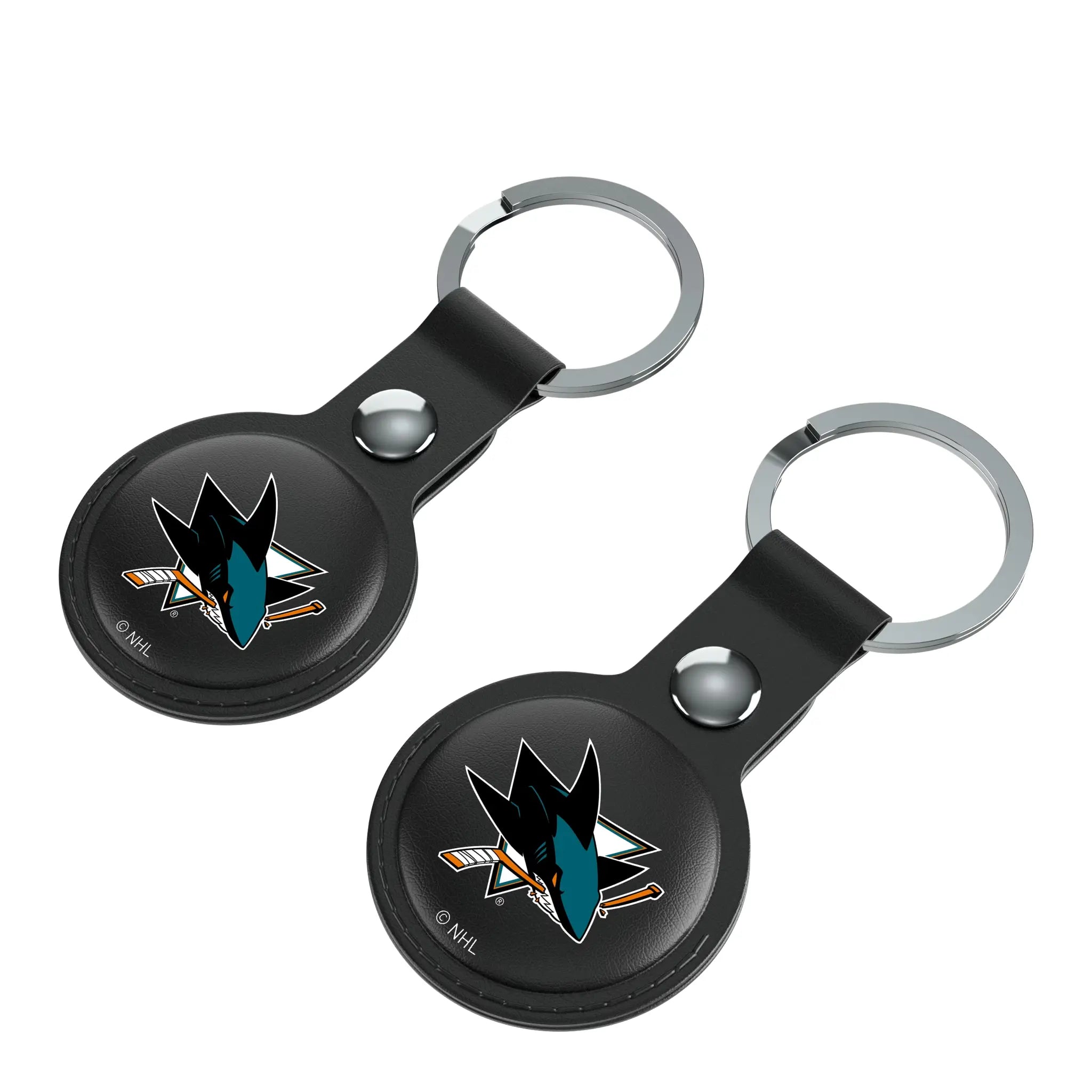 San Jose Sharks Insignia AirTag Black Airtag Holder 2-Pack - Isometric View