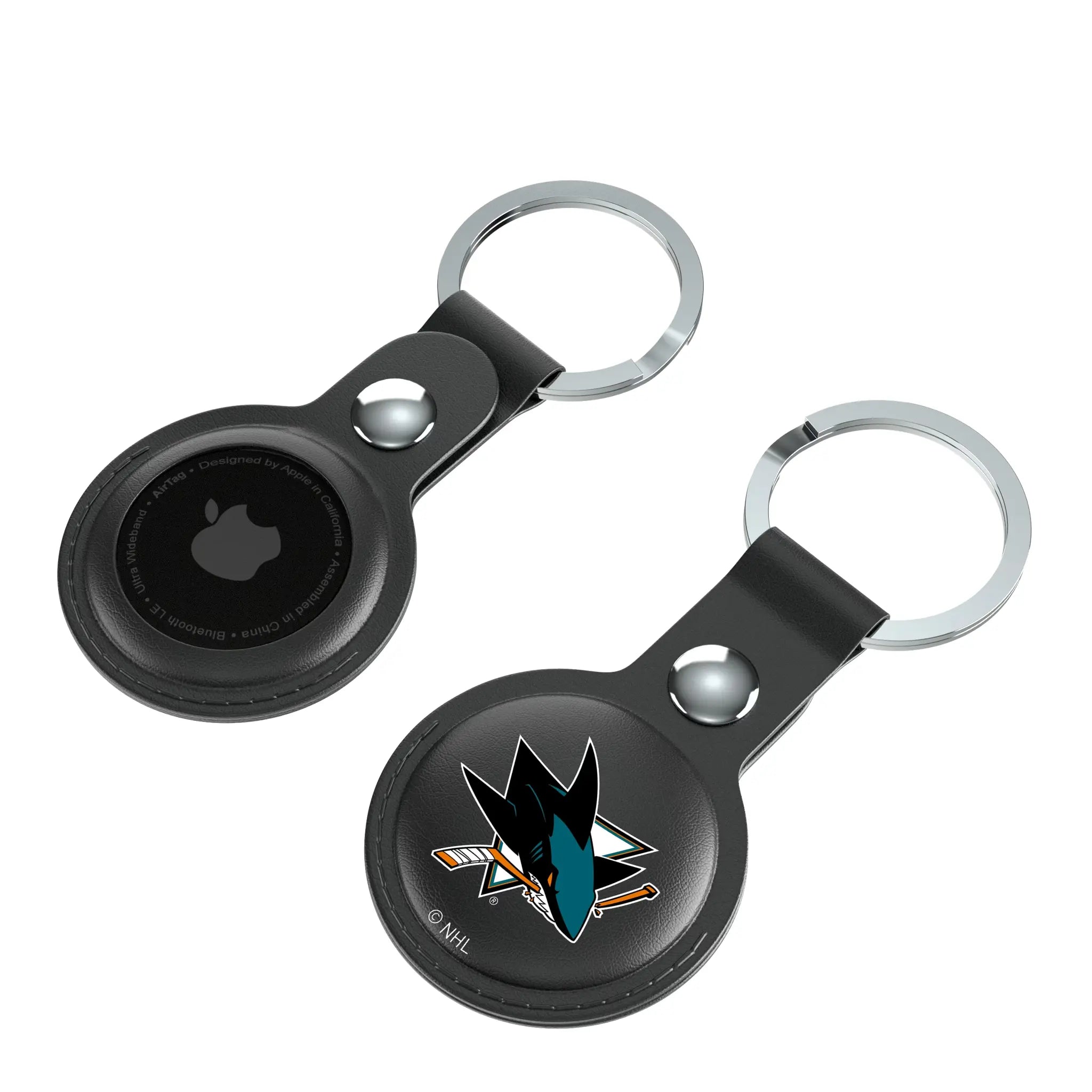 San Jose Sharks Insignia AirTag Black Airtag Holder 2-Pack - Isometric View