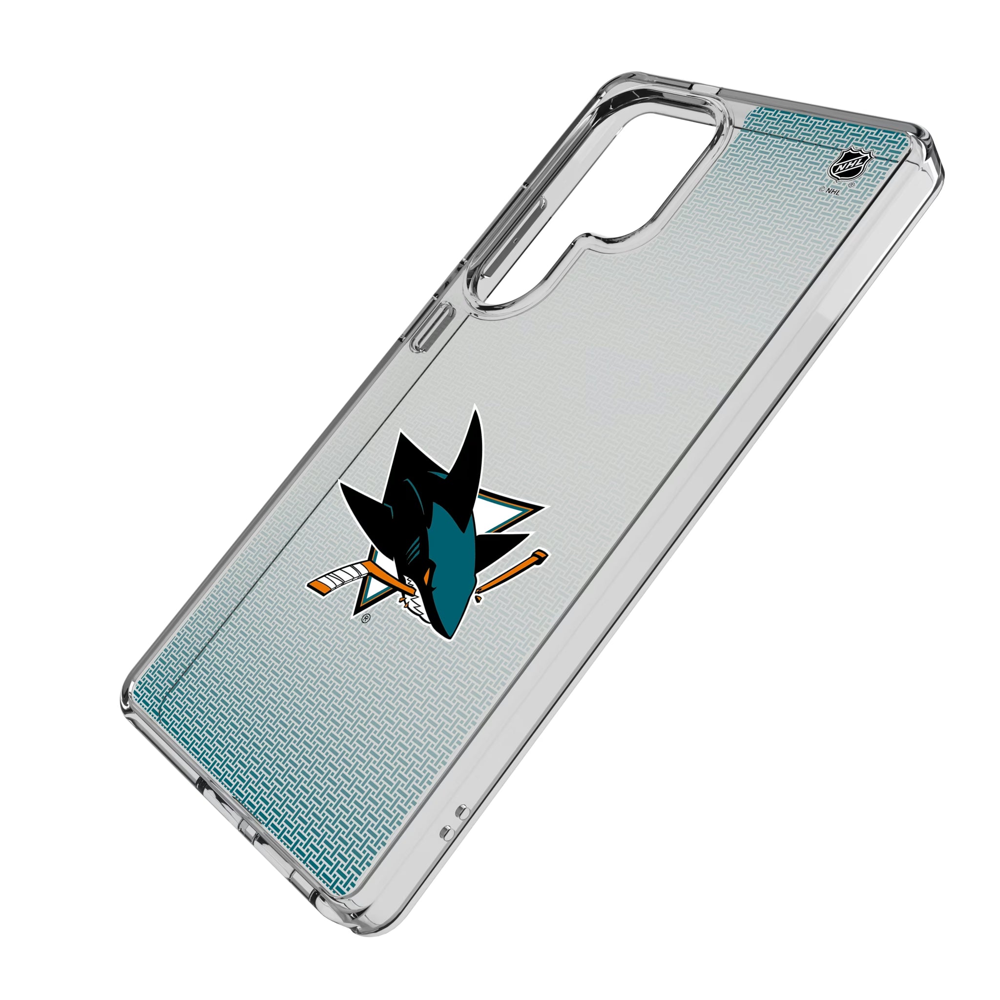 San Jose Sharks Linen Galaxy Clear Phone Case for Samsung Galaxy - Isometric View