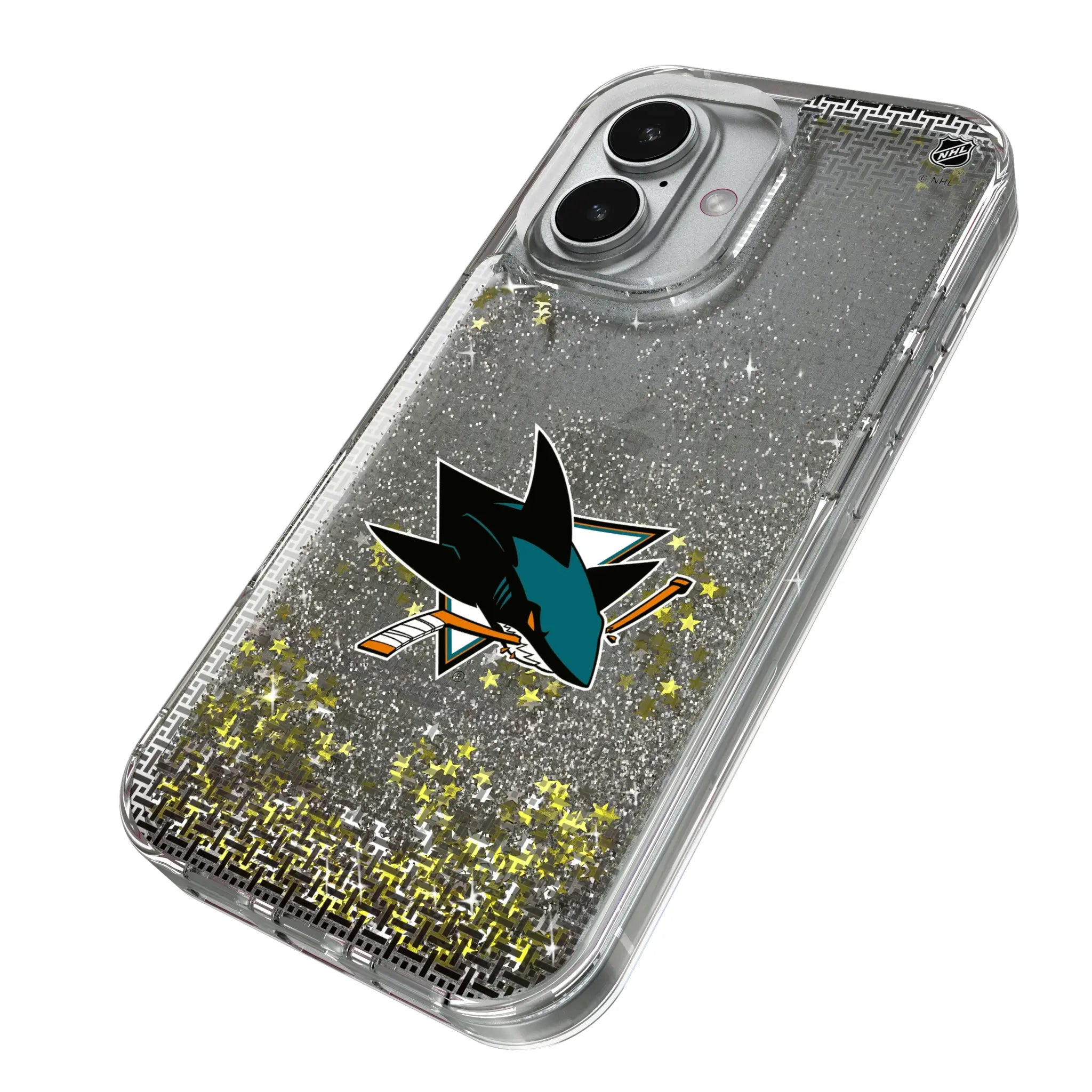 San Jose Sharks Linen iPhone Glitter Phone Case for Apple iPhone - Isometric View