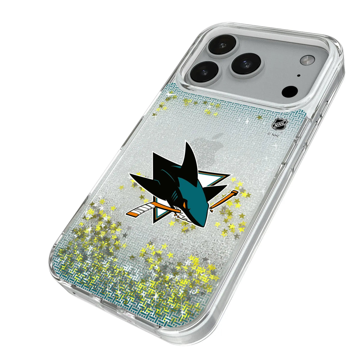 San Jose Sharks Linen iPhone Glitter Phone Case for Apple iPhone - Isometric View#Device_iPhone 18 Pro