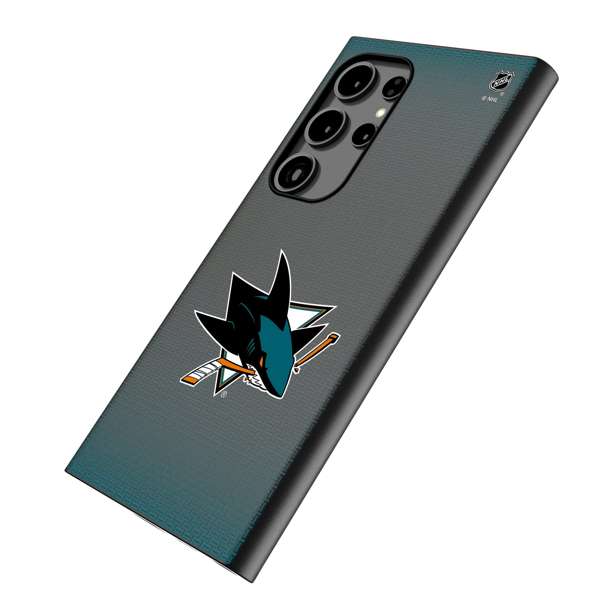San Jose Sharks Linen Galaxy MagSafe Compatible Phone Case for Samsung Galaxy - Isometric View