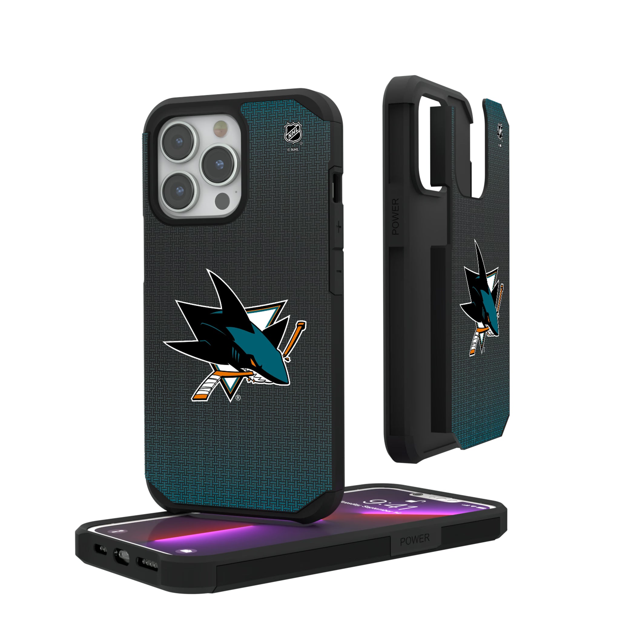 San Jose Sharks Linen iPhone Rugged Phone Case for Apple iPhone#Device_iPhone 13 Pro