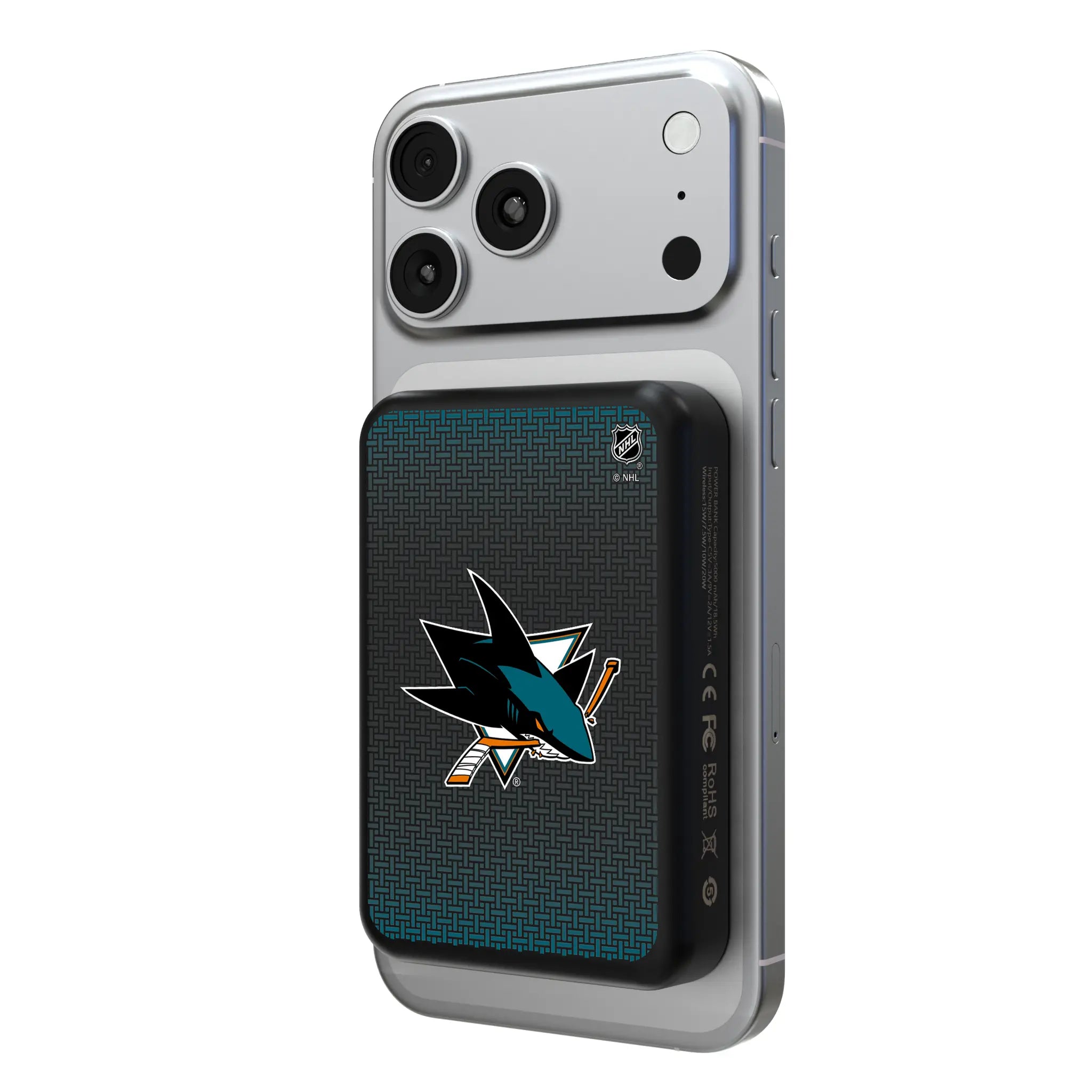 San Jose Sharks Linen Wireless Mag Power Bank