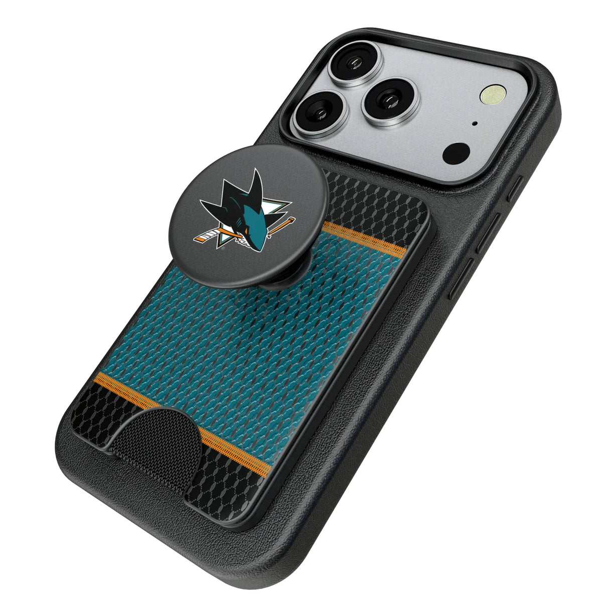 San Jose Sharks Mesh Popsockets Wallet Magnetic - Isometric View