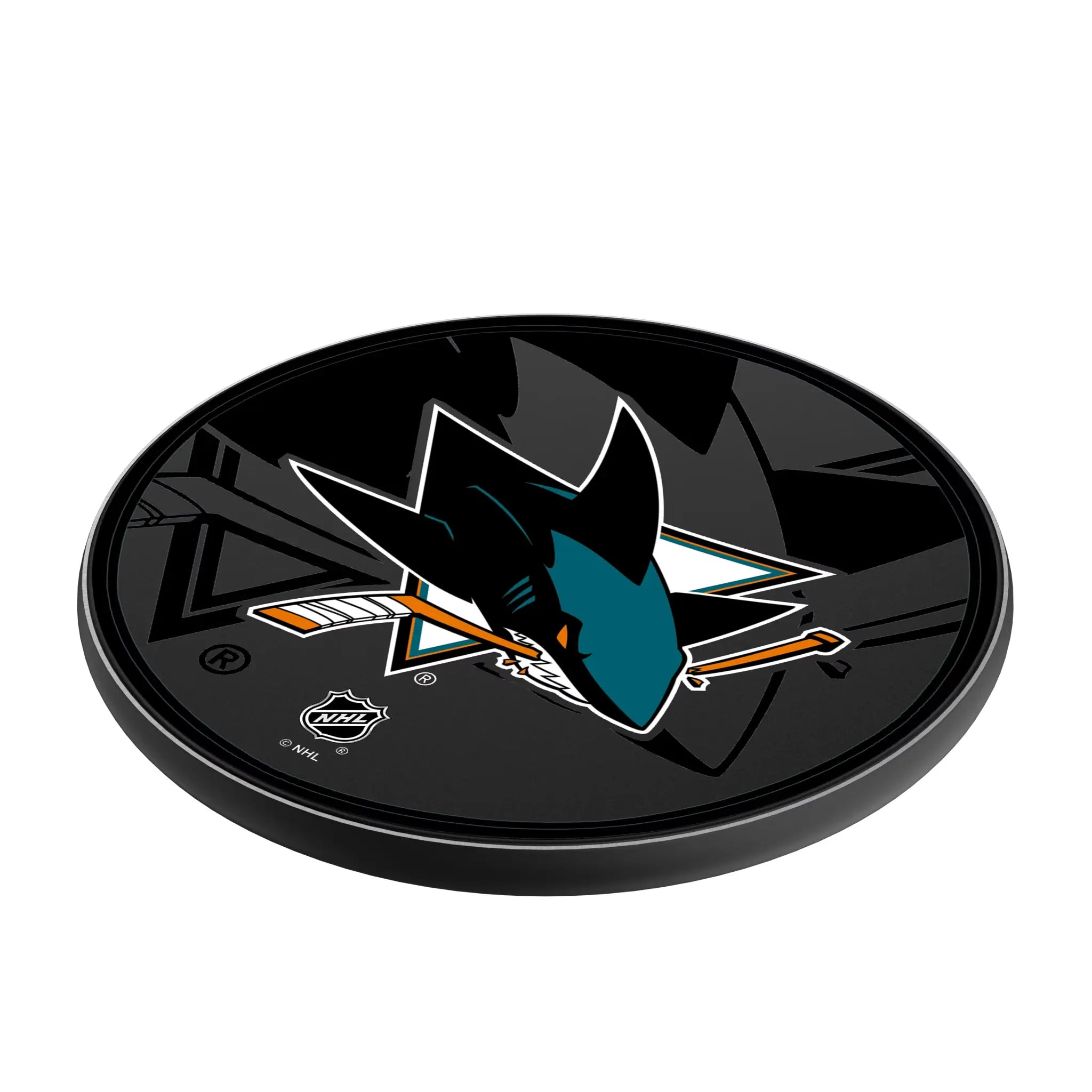 San Jose Sharks Monocolor Tilt 15-Watt Wireless Charger - Isometric View