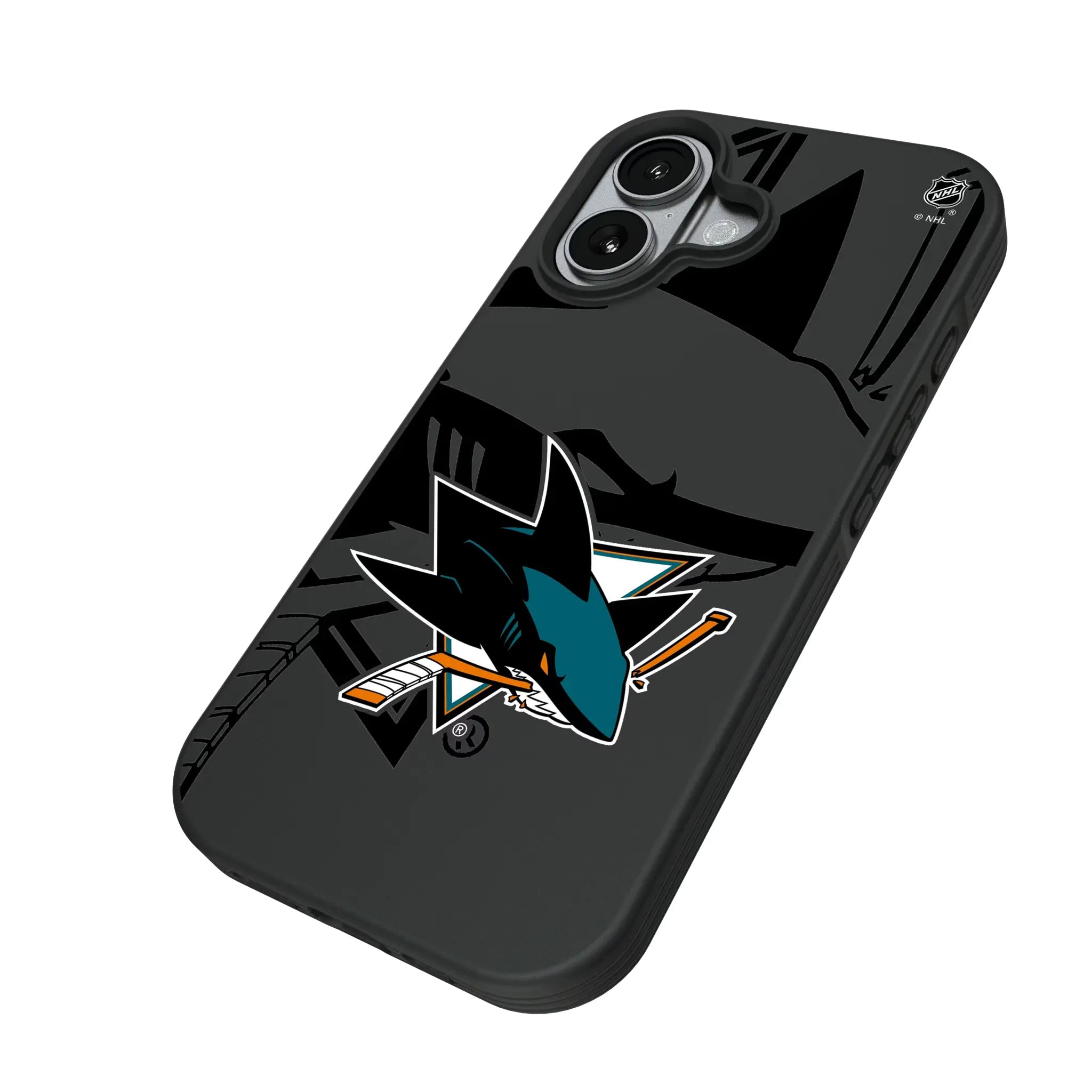 San Jose Sharks Monocolor Tilt iPhone Bump Phone Case for Apple iPhone - Isometric View#Device_iPhone 17