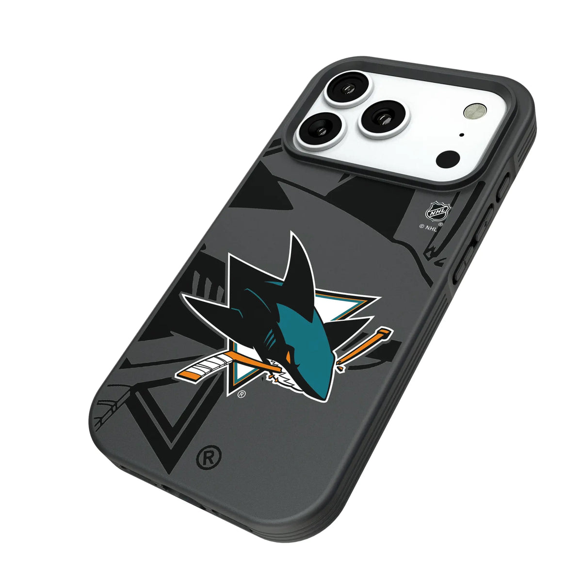 San Jose Sharks Monocolor Tilt iPhone Bump Phone Case for Apple iPhone - Isometric View#Device_iPhone 18 Pro