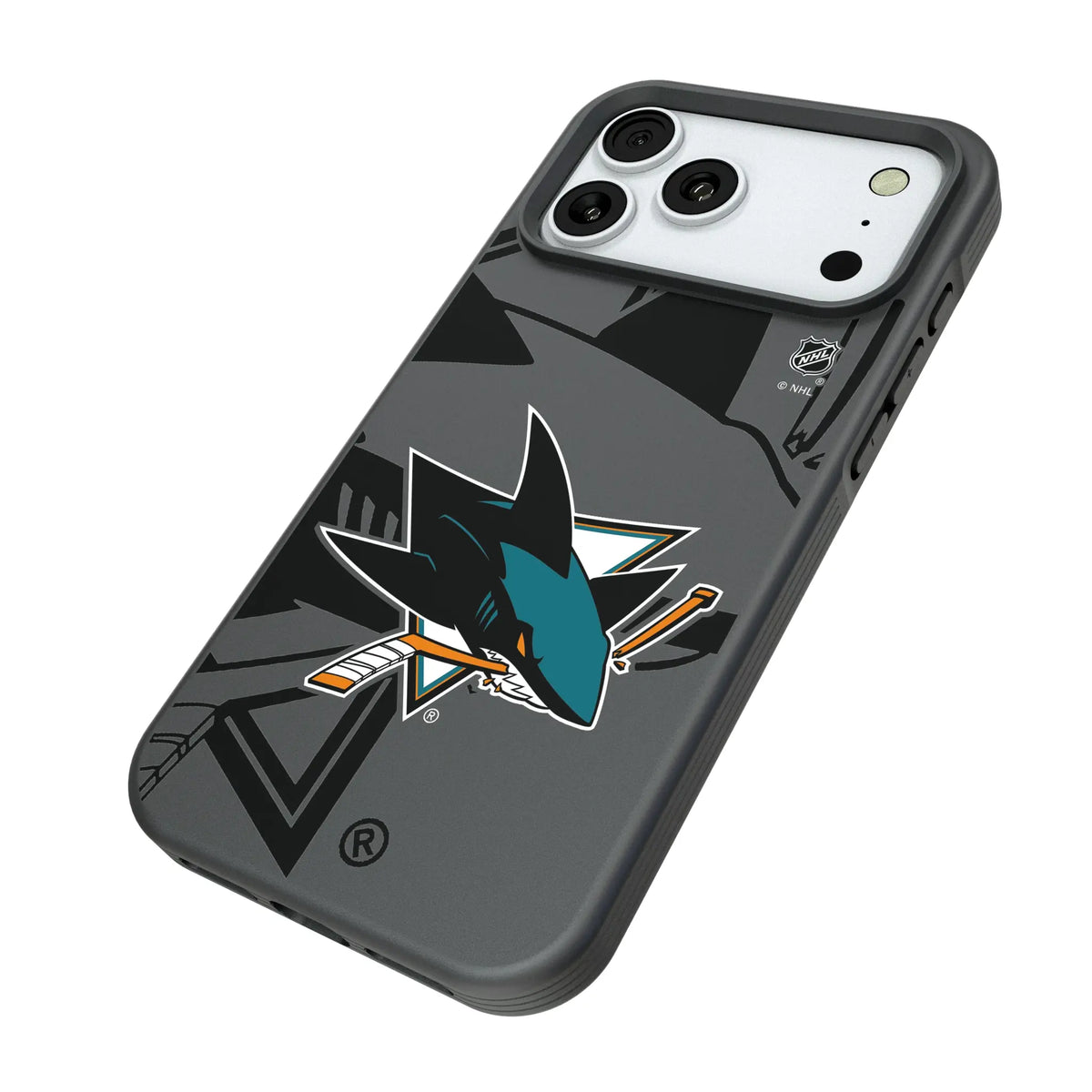 San Jose Sharks Monocolor Tilt iPhone Bump Phone Case for Apple iPhone - Isometric View#Device_iPhone 18 Pro Max