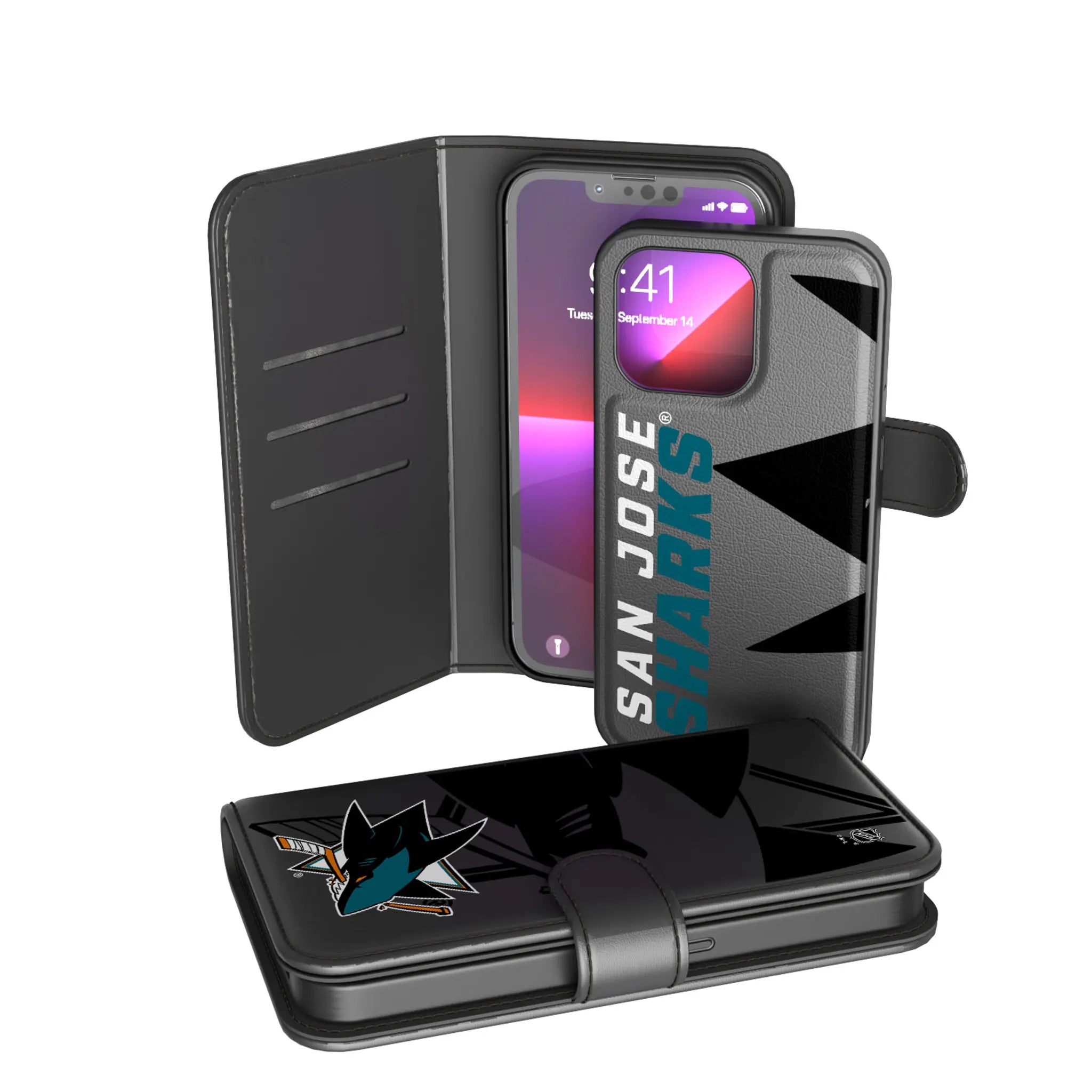 San Jose Sharks Monocolor Tilt iPhone Wallet Phone Case for Apple iPhone