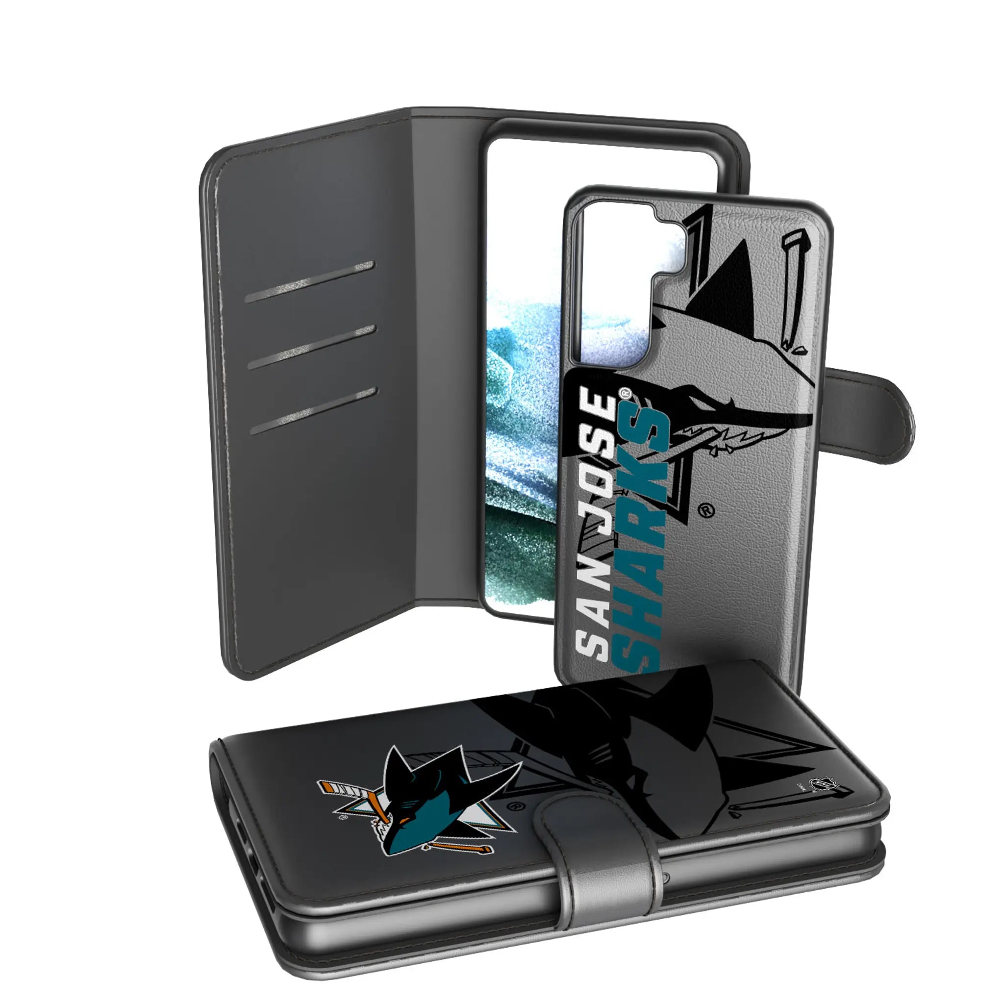 San Jose Sharks Monocolor Tilt Galaxy Wallet Phone Case for Samsung Galaxy