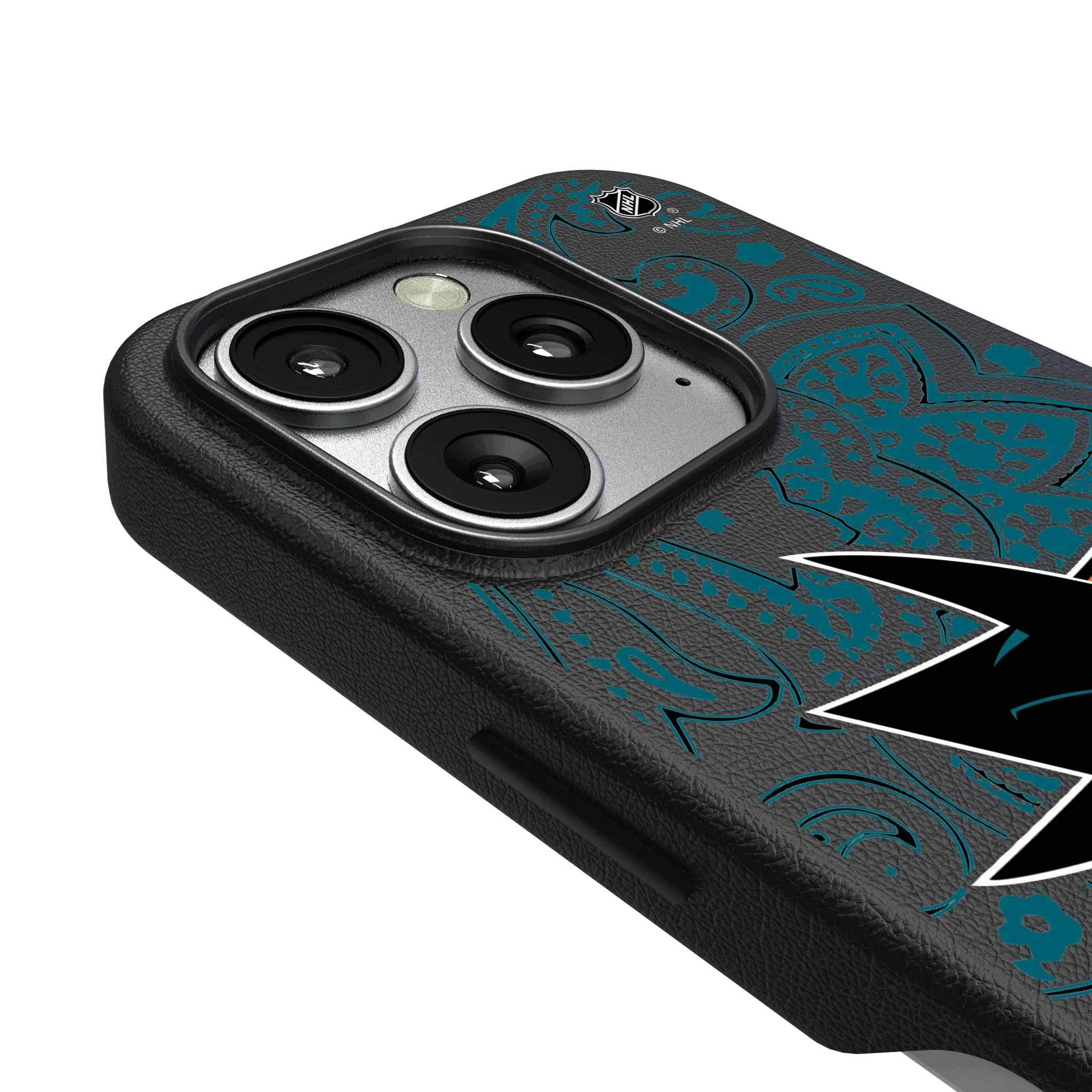 San Jose Sharks Paisley iPhone MagSafe Compatible Phone Case for Apple iPhone - Detail
