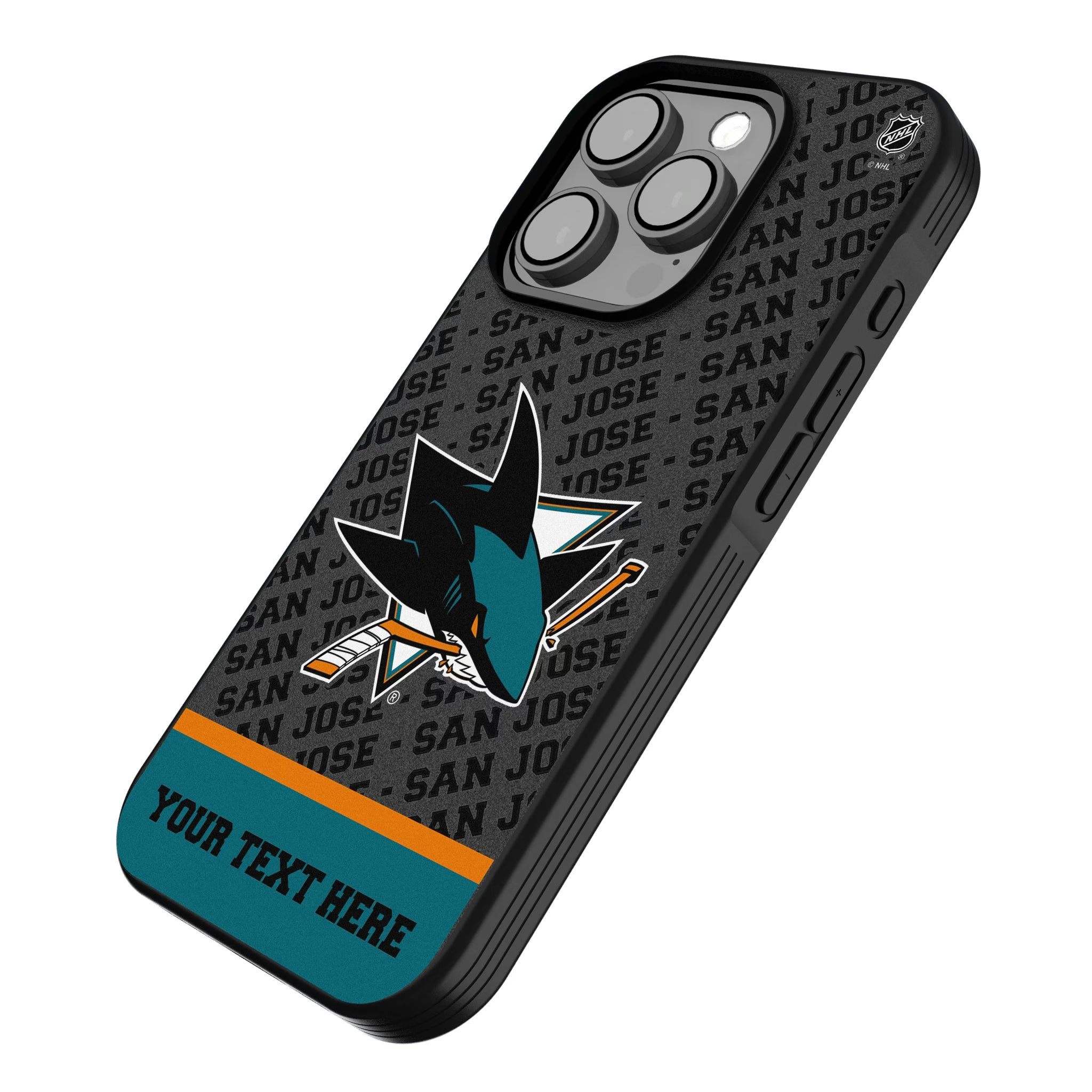 San Jose Sharks Personalized EndZone Plus iPhone Bump Phone Case for Apple iPhone - Isometric View