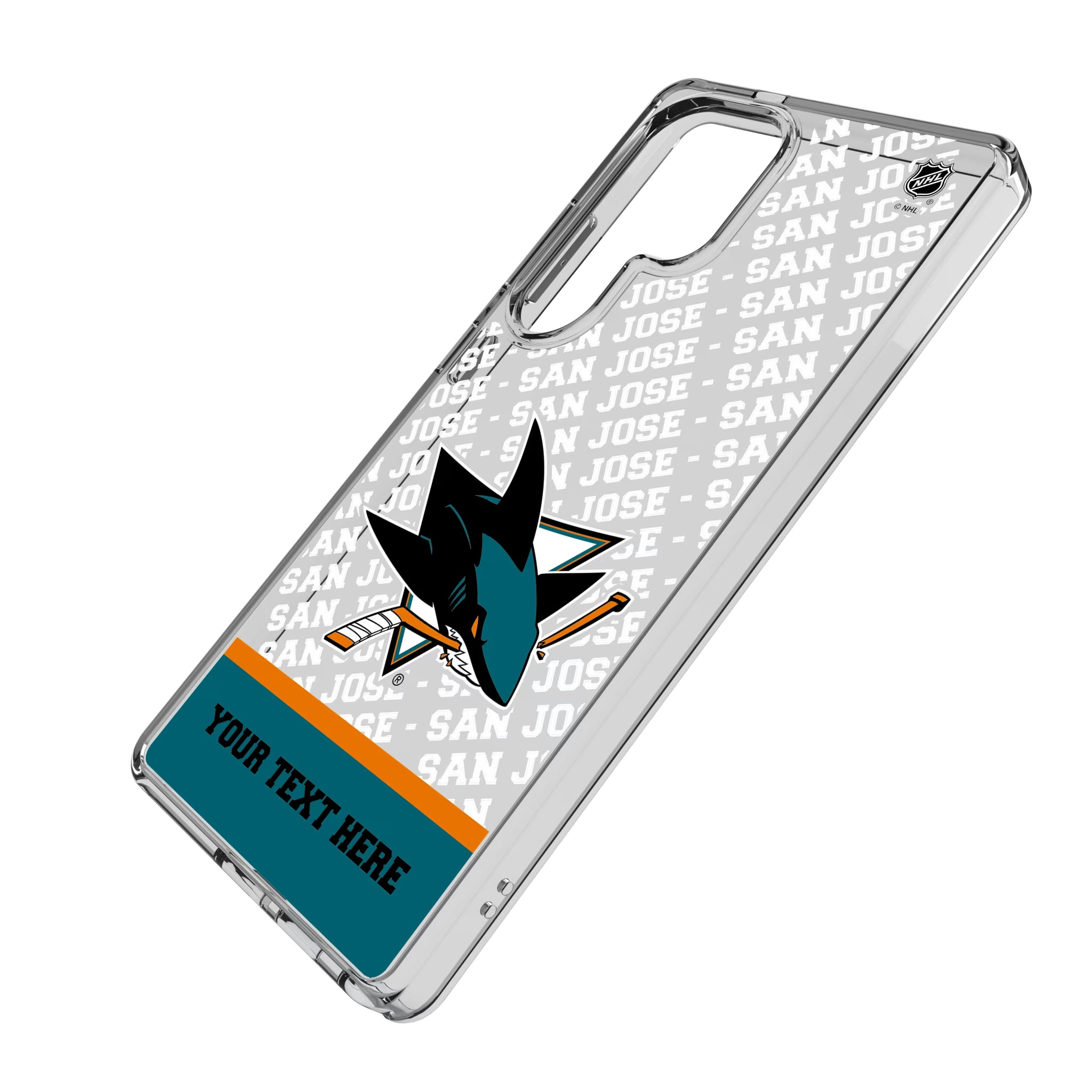 San Jose Sharks Personalized EndZone Plus Galaxy Clear Phone Case for Samsung Galaxy - Isometric View
