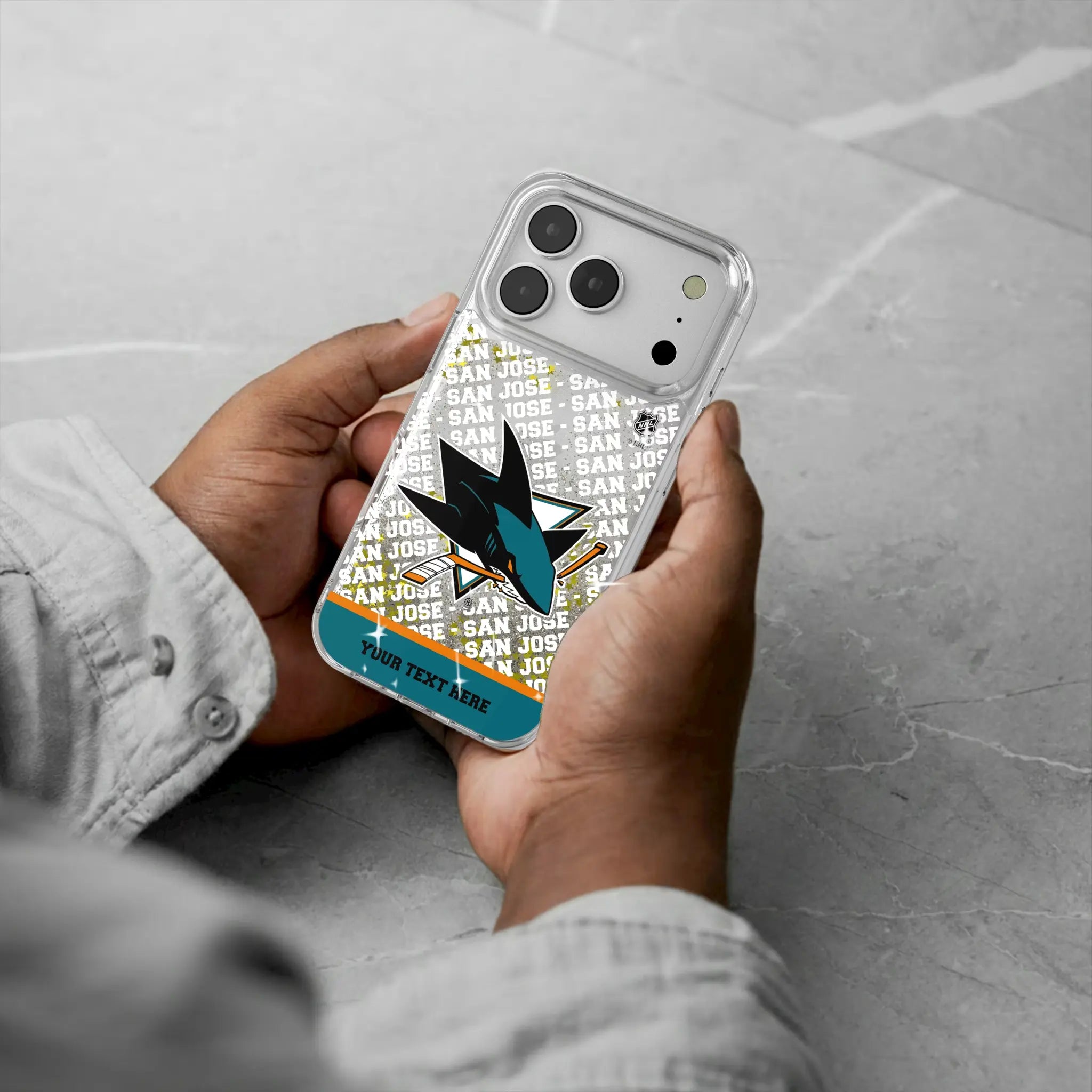 San Jose Sharks Personalized EndZone Plus iPhone Glitter Phone Case for Apple iPhone - Lifestyle#Device_iPhone 17 Pro