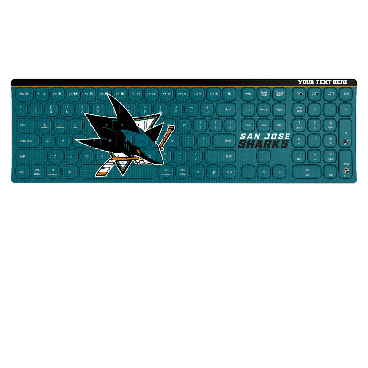 San Jose Sharks Personalized Endzone Solid KKB605 Curved Wireless Keyboard