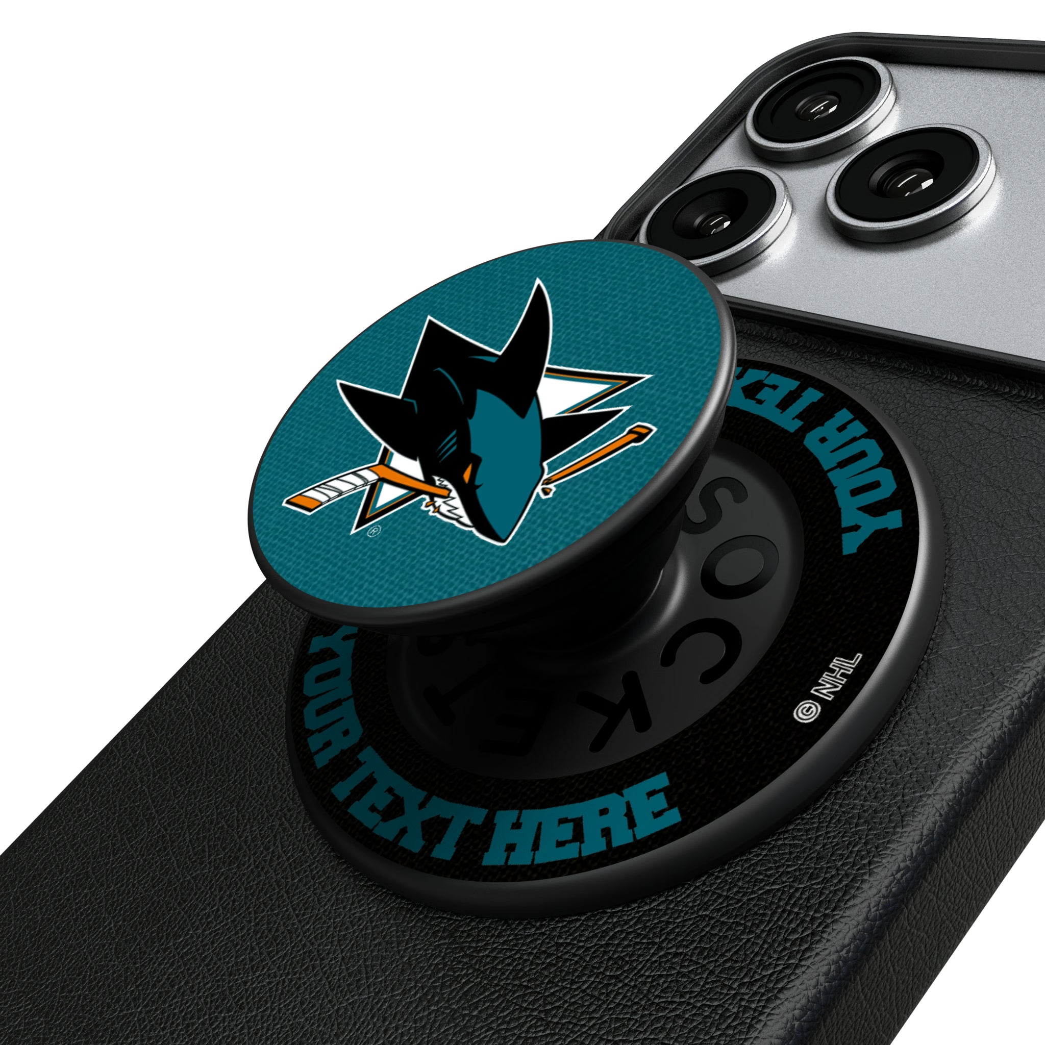 San Jose Sharks Personalized Endzone Solid Popsockets Round Magnetic