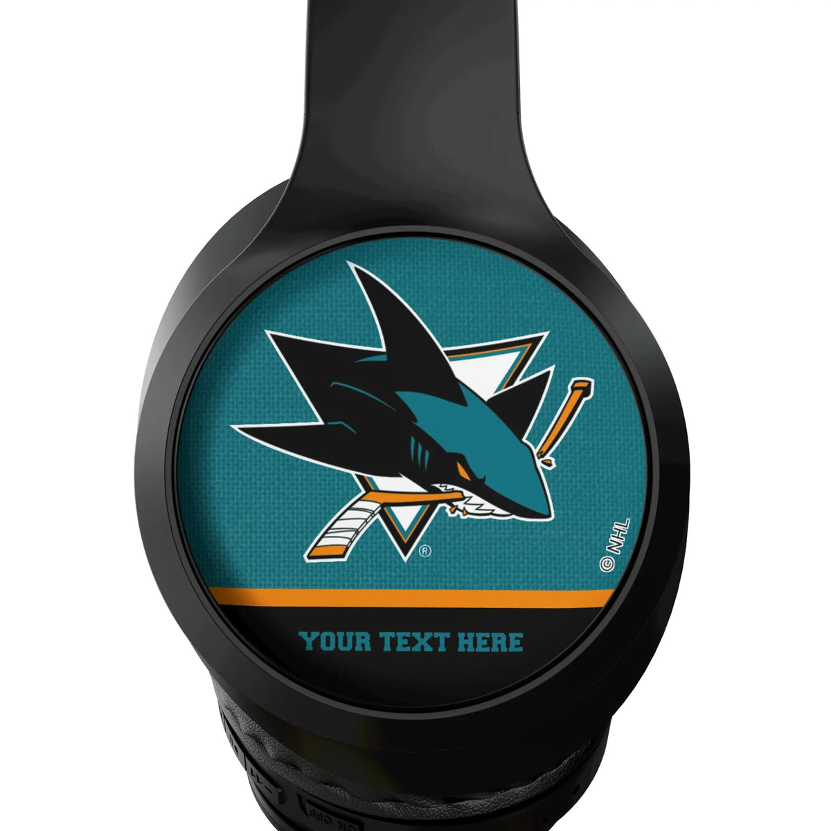 San Jose Sharks Personalized Endzone Solid Wireless Over-Ear Headphones With Case - Detail