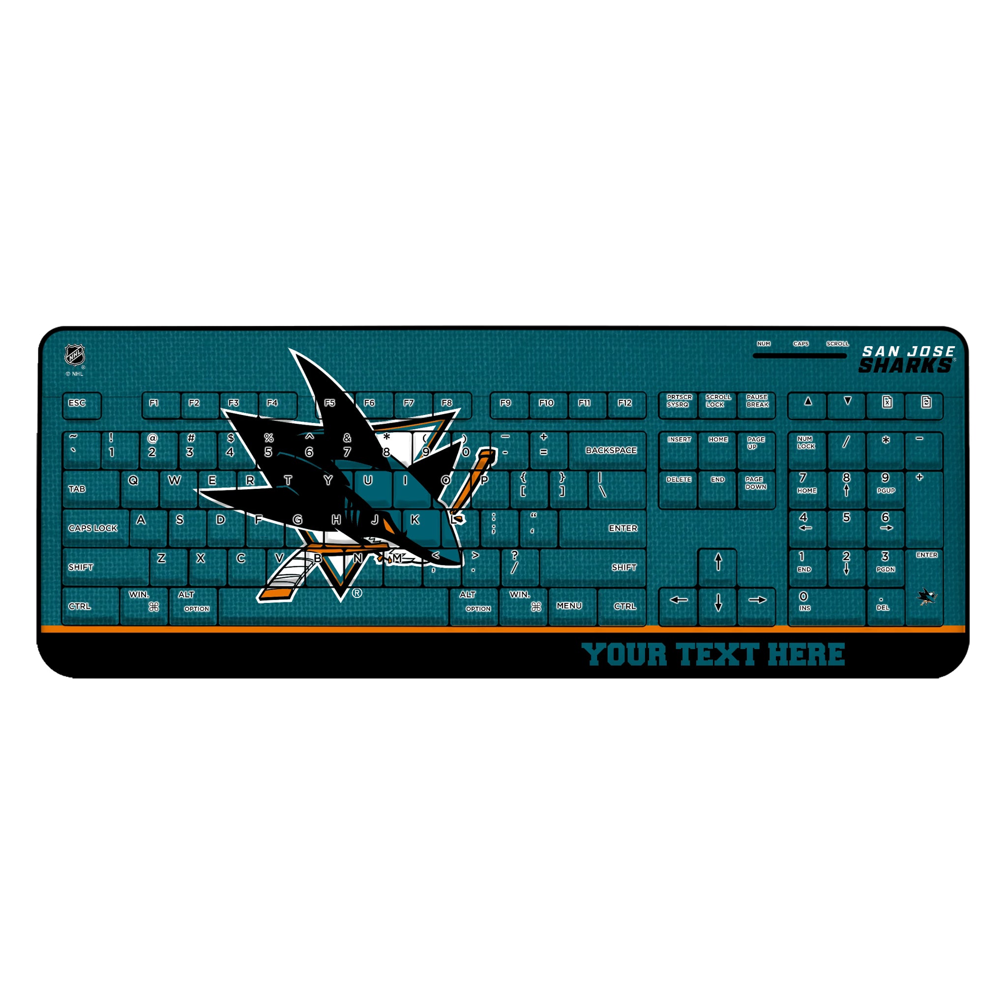 San Jose Sharks Personalized Endzone Solid Wireless USB Keyboard