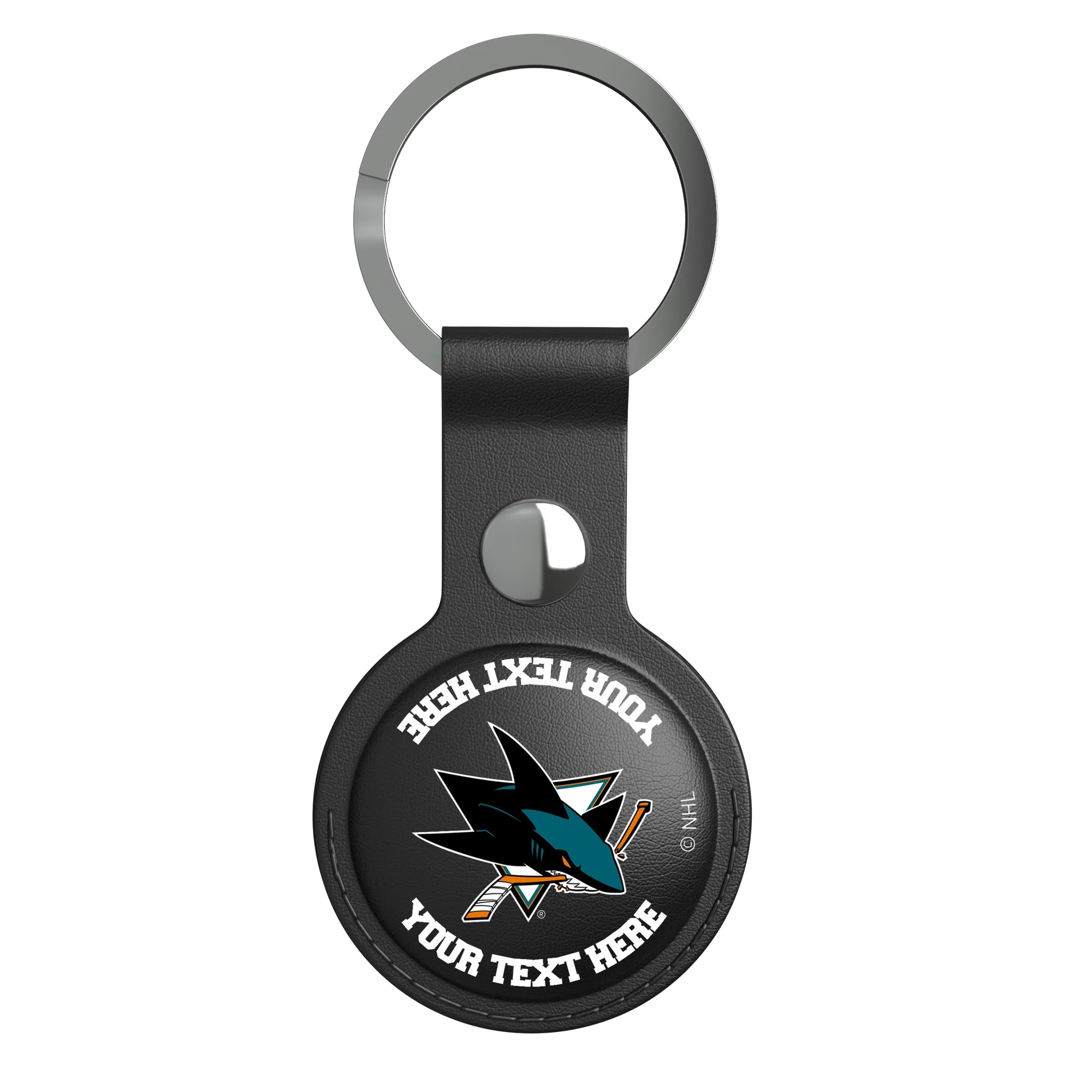 San Jose Sharks Personalized Insignia AirTag Black Airtag Holder