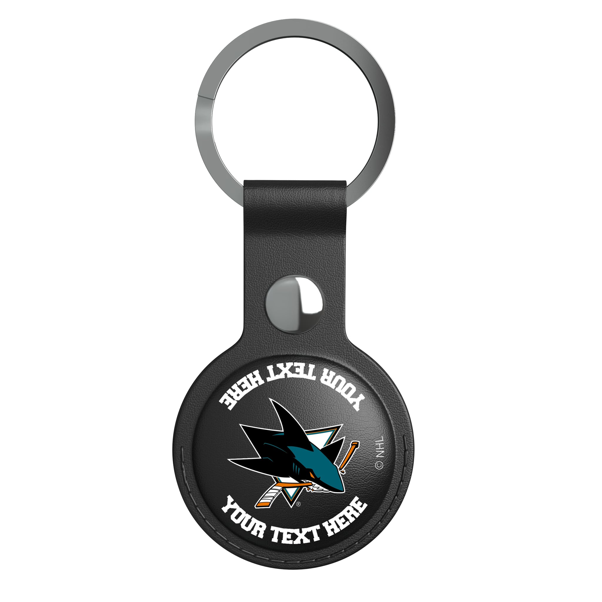 San Jose Sharks Personalized Insignia AirTag Black Airtag Holder