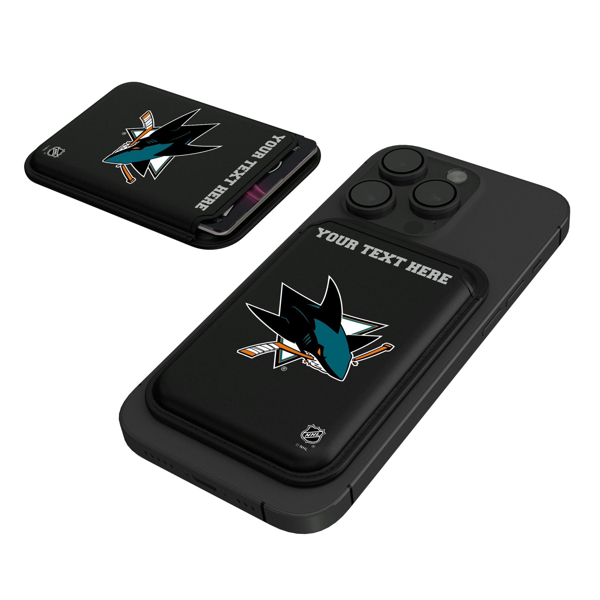 San Jose Sharks Personalized Insignia Black Magnetic Credit Card Wallet