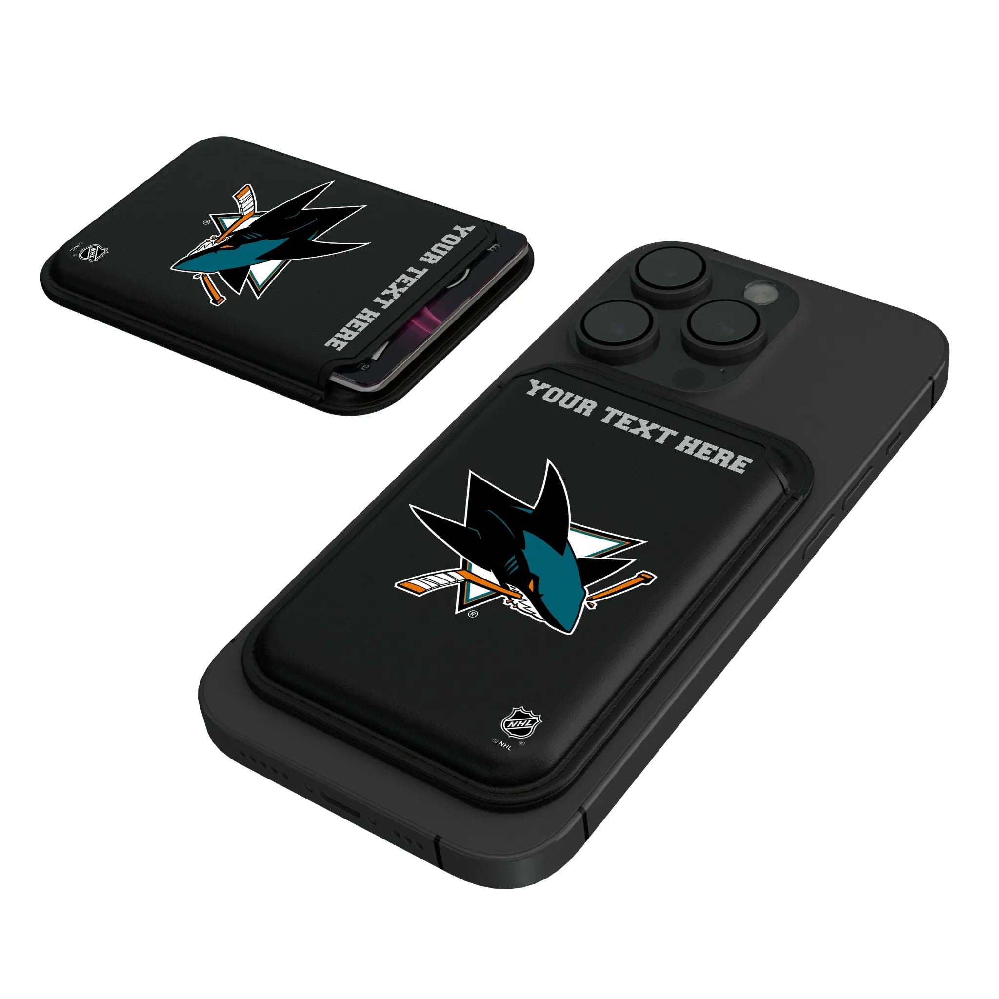 San Jose Sharks Personalized Insignia Black Magnetic Credit Card Wallet