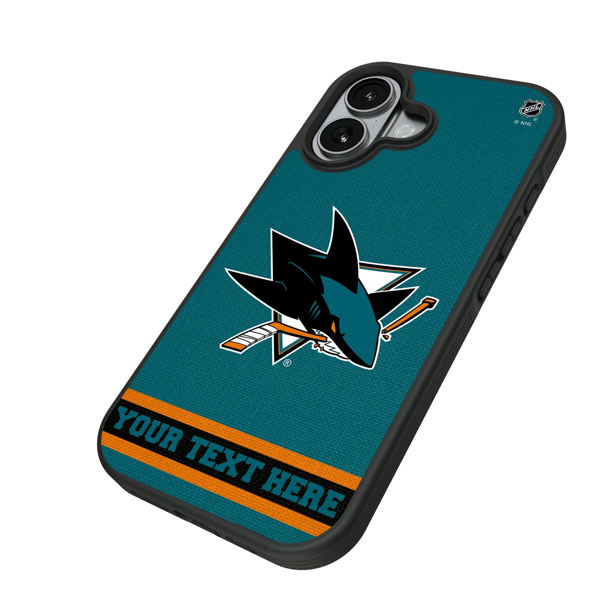 San Jose Sharks Personalized Stripe iPhone Bump Phone Case for Apple iPhone - Isometric View#Device_iPhone 17