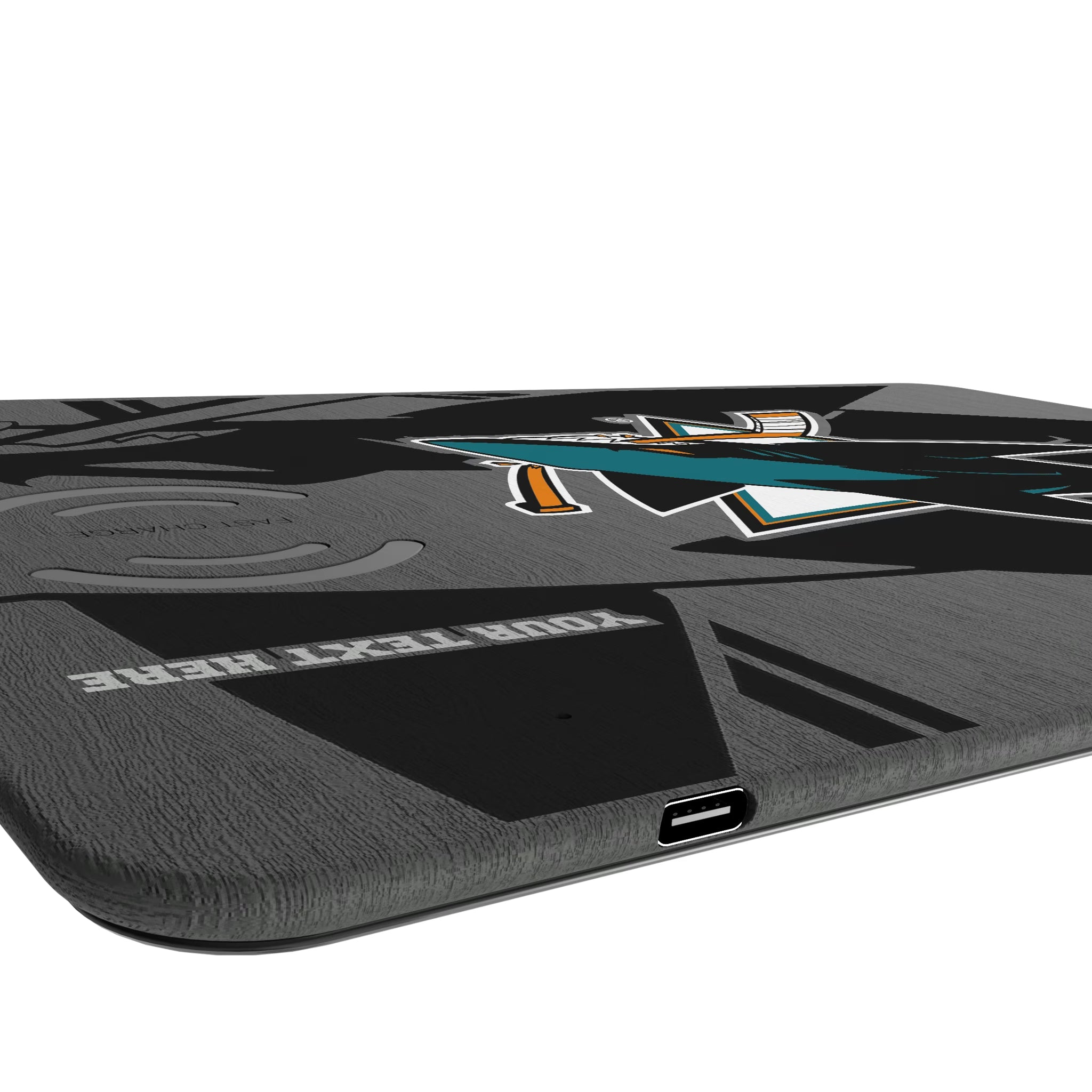 San Jose Sharks Personalized Tilt 15-Watt Wireless Charger and Mouse Pad
