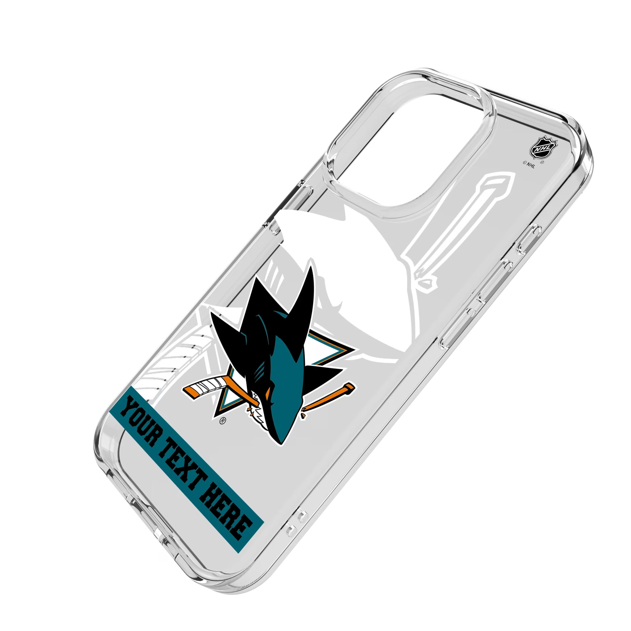 San Jose Sharks Personalized Tilt iPhone Clear Phone Case for Apple iPhone - Isometric View