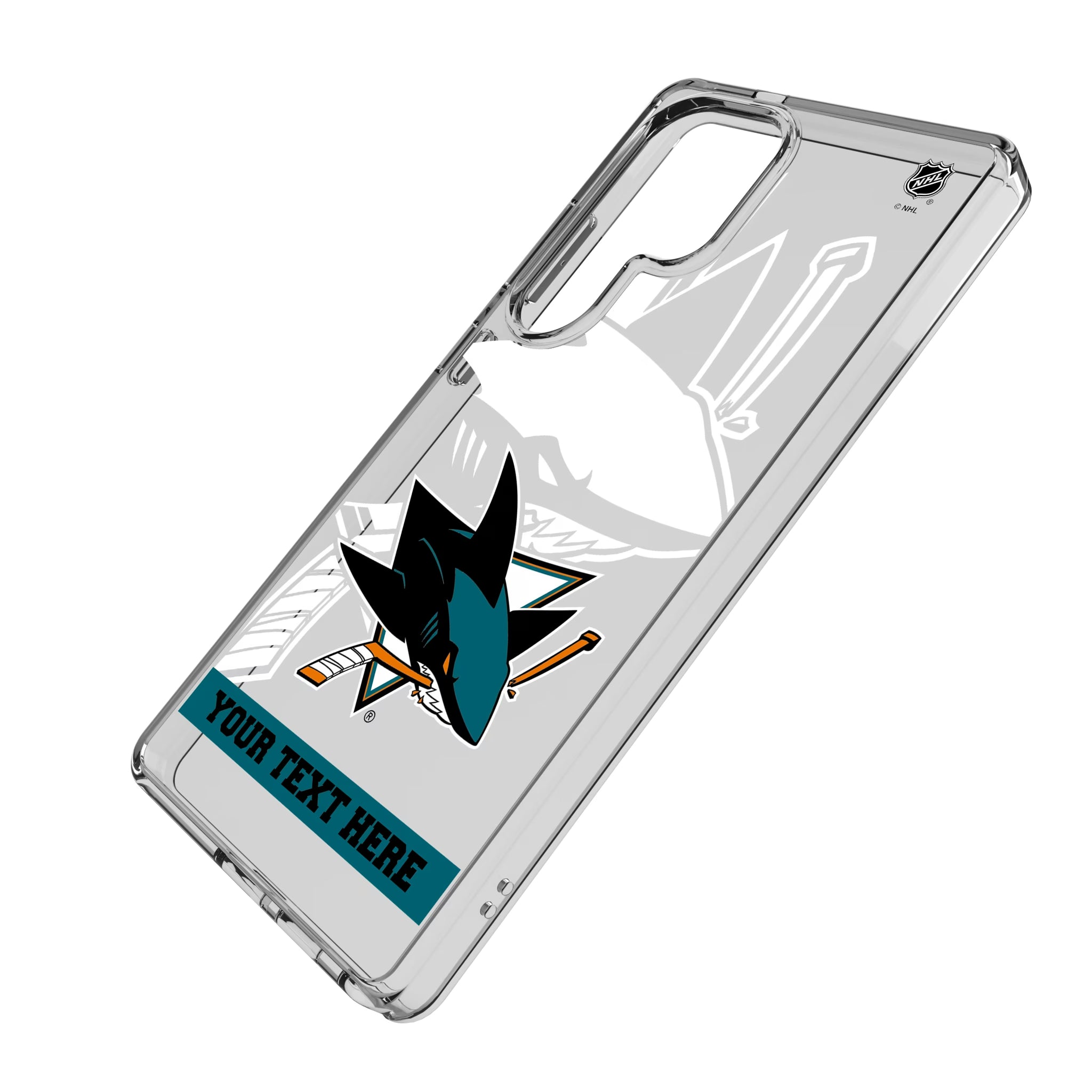 San Jose Sharks Personalized Tilt Galaxy Clear Phone Case for Samsung Galaxy - Isometric View