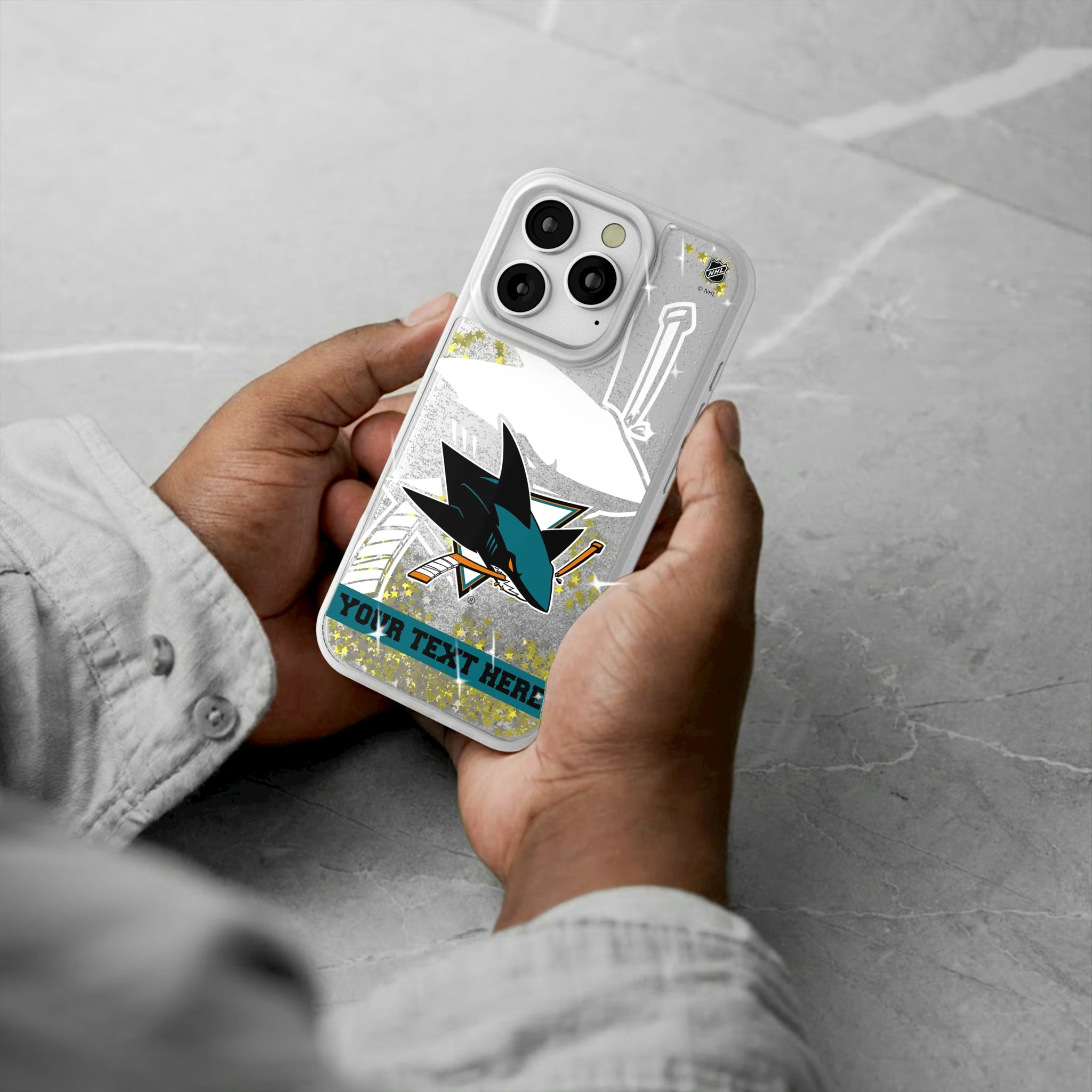 San Jose Sharks Personalized Tilt iPhone Glitter Phone Case for Apple iPhone - Lifestyle#Device_iPhone 16 Pro