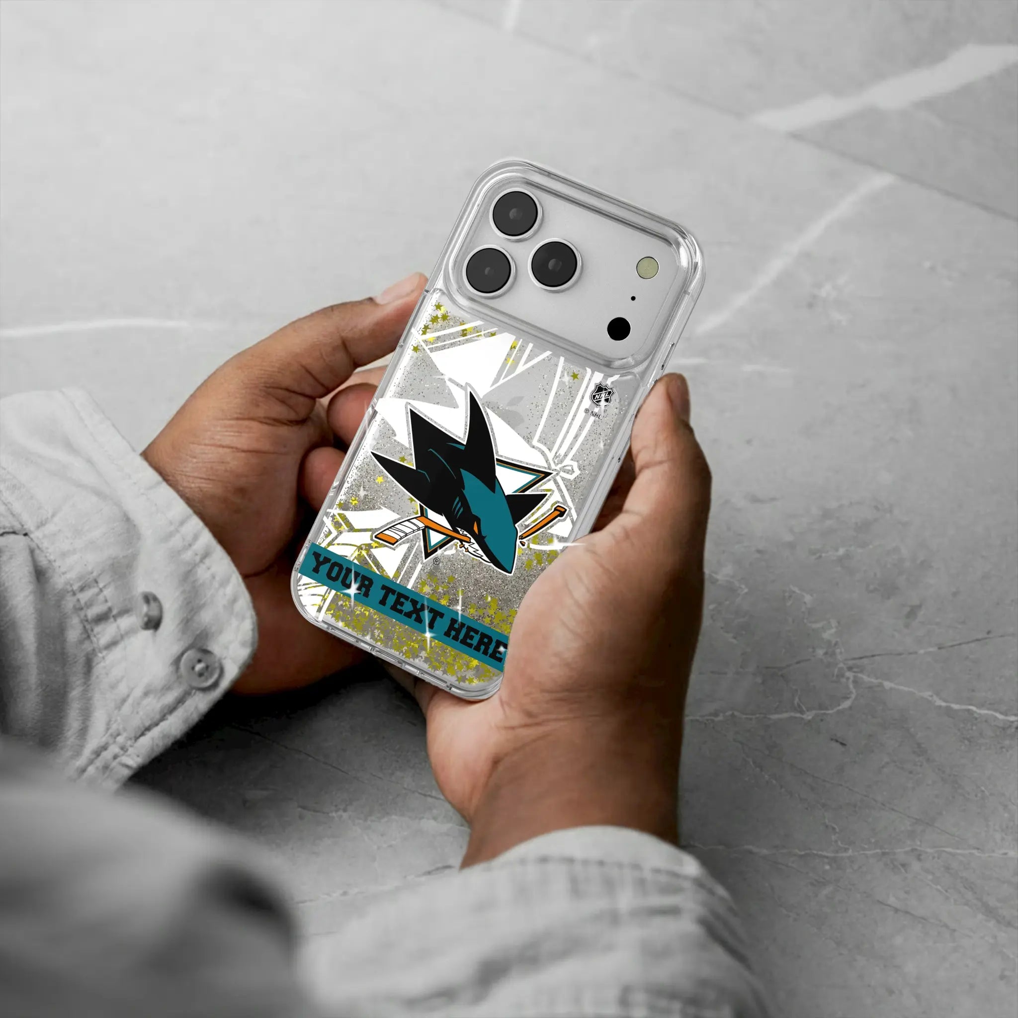 San Jose Sharks Personalized Tilt iPhone Glitter Phone Case for Apple iPhone - Lifestyle#Device_iPhone 17 Pro