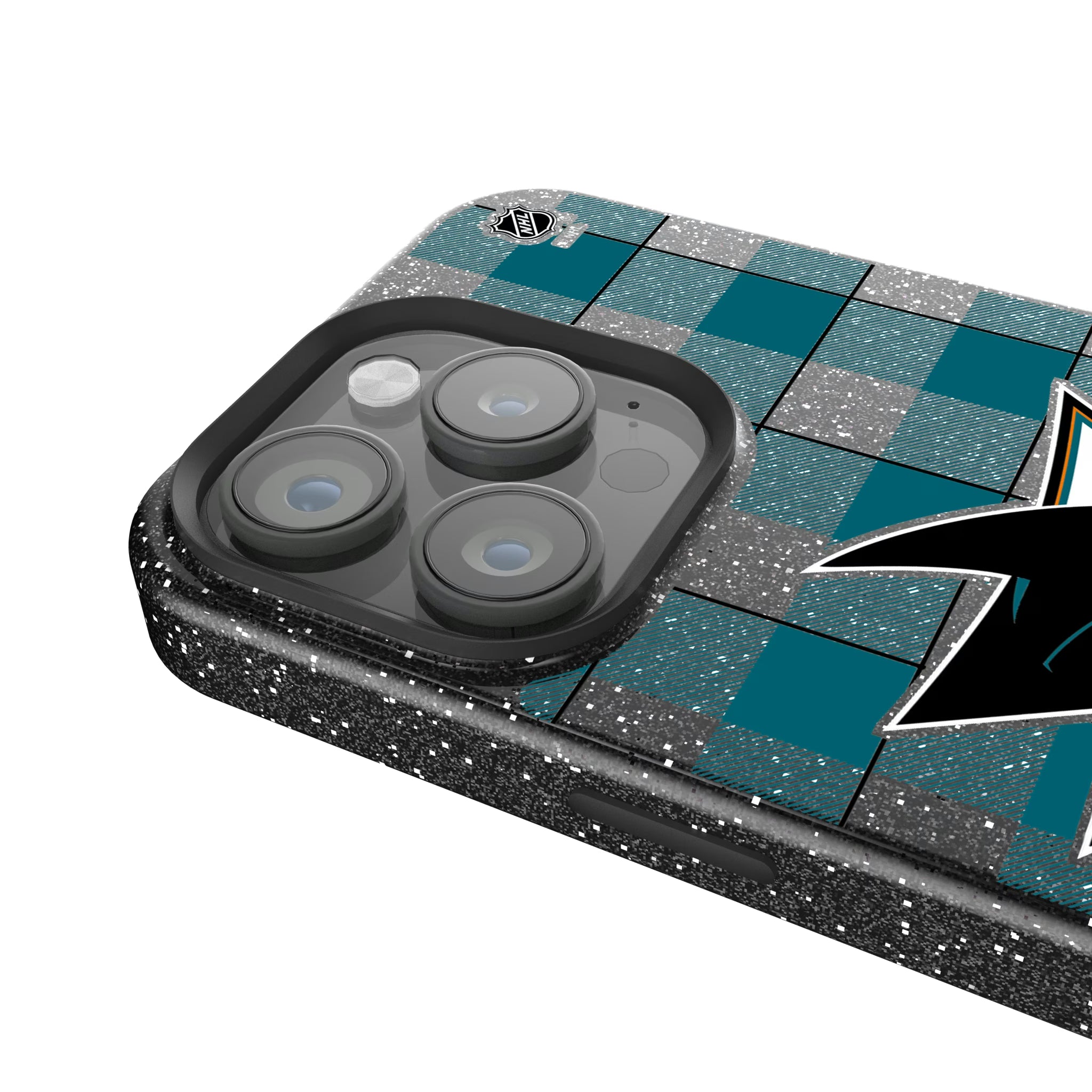 San Jose Sharks Plaid iPhone Bling Phone Case for Apple iPhone - Detail