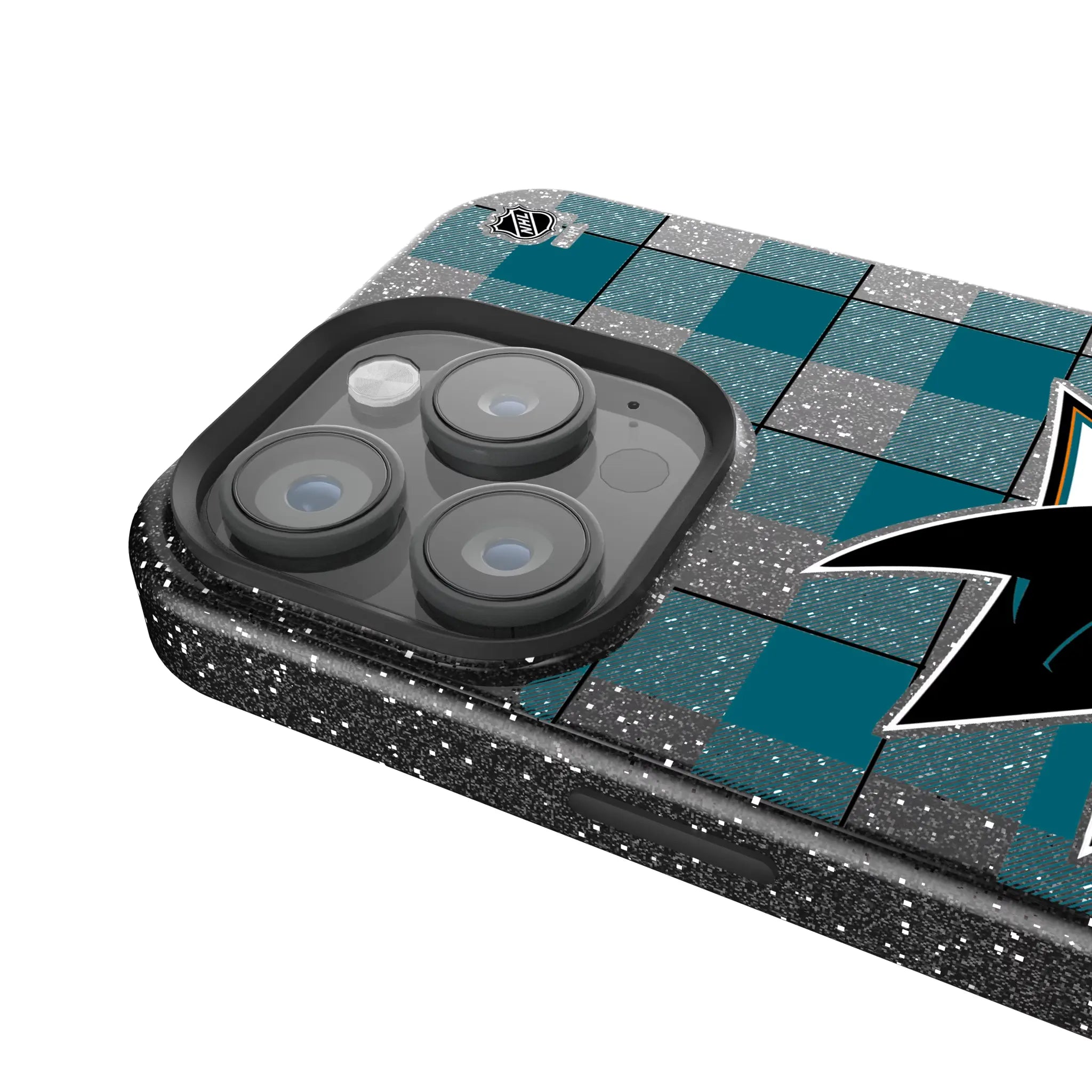 San Jose Sharks Plaid iPhone Bling Phone Case for Apple iPhone - Detail