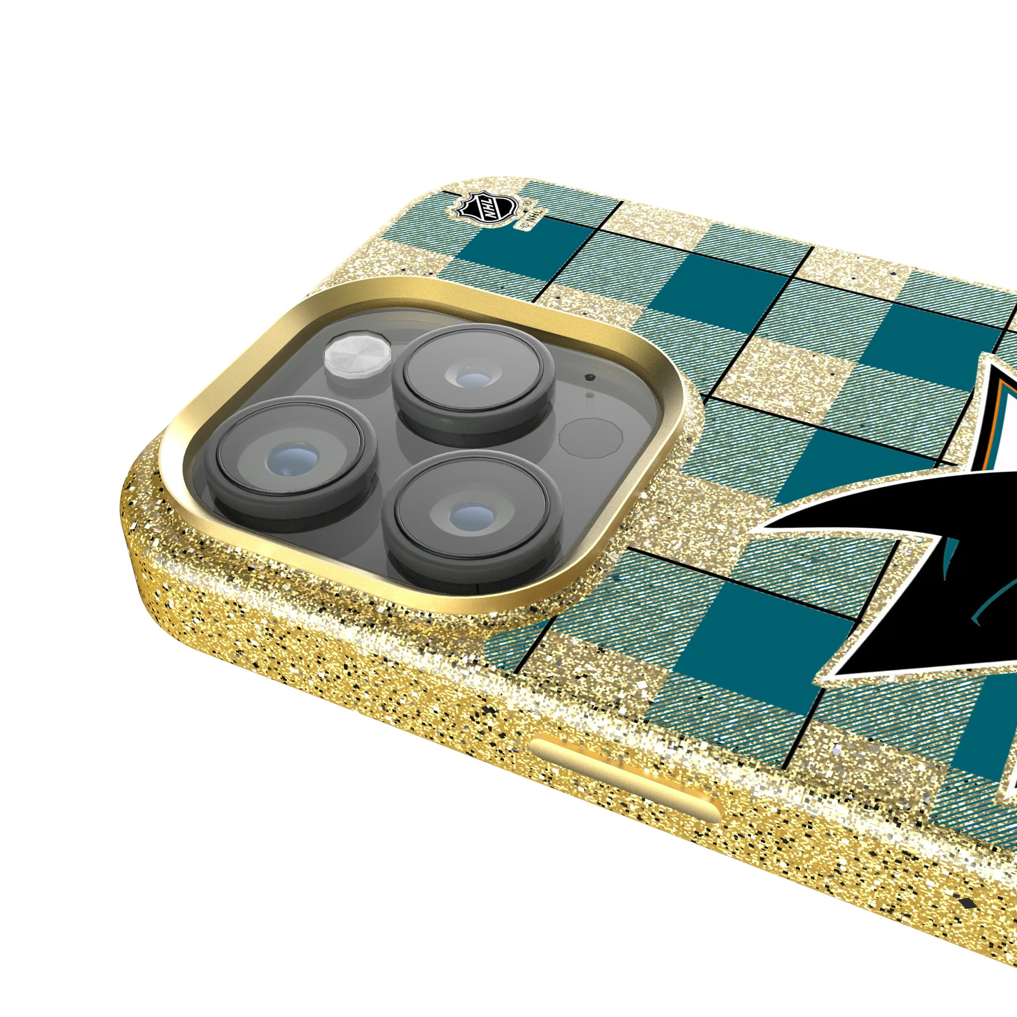 San Jose Sharks Plaid iPhone Bling Phone Case for Apple iPhone - Detail