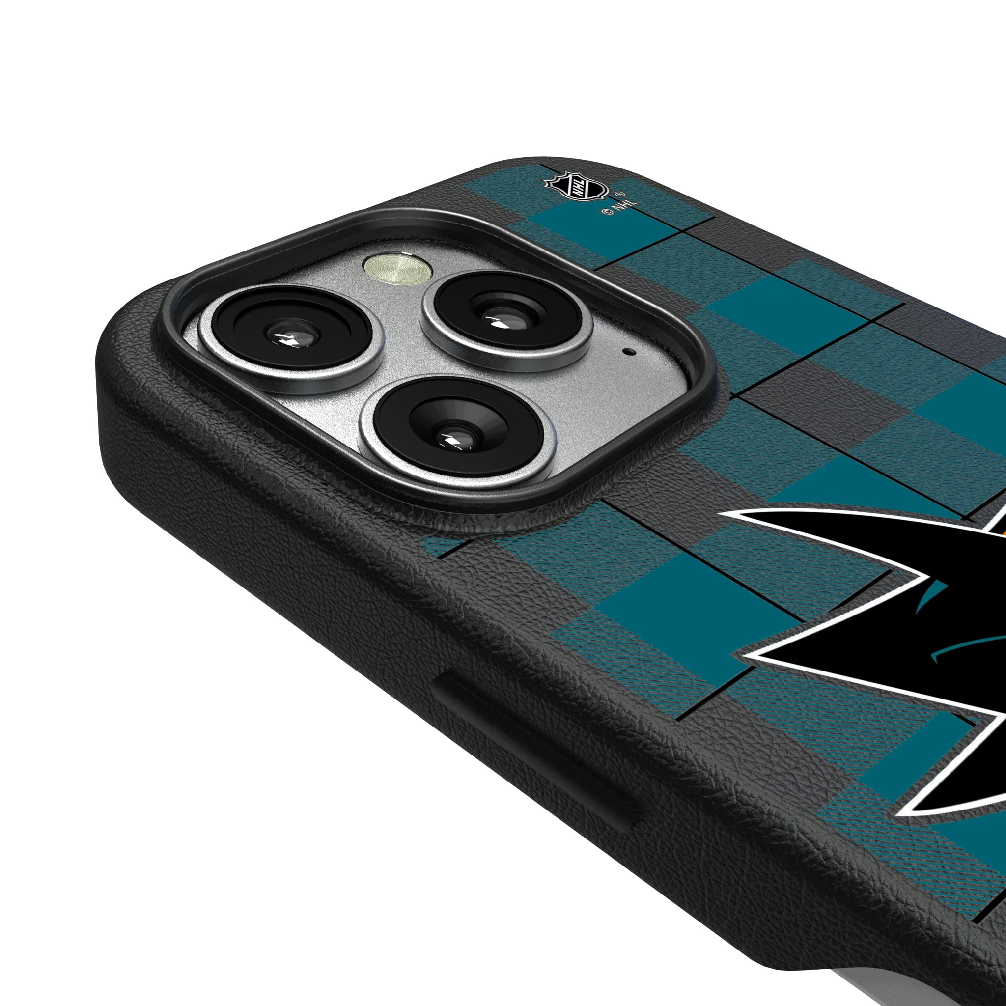 San Jose Sharks Plaid iPhone MagSafe Compatible Phone Case for Apple iPhone - Detail