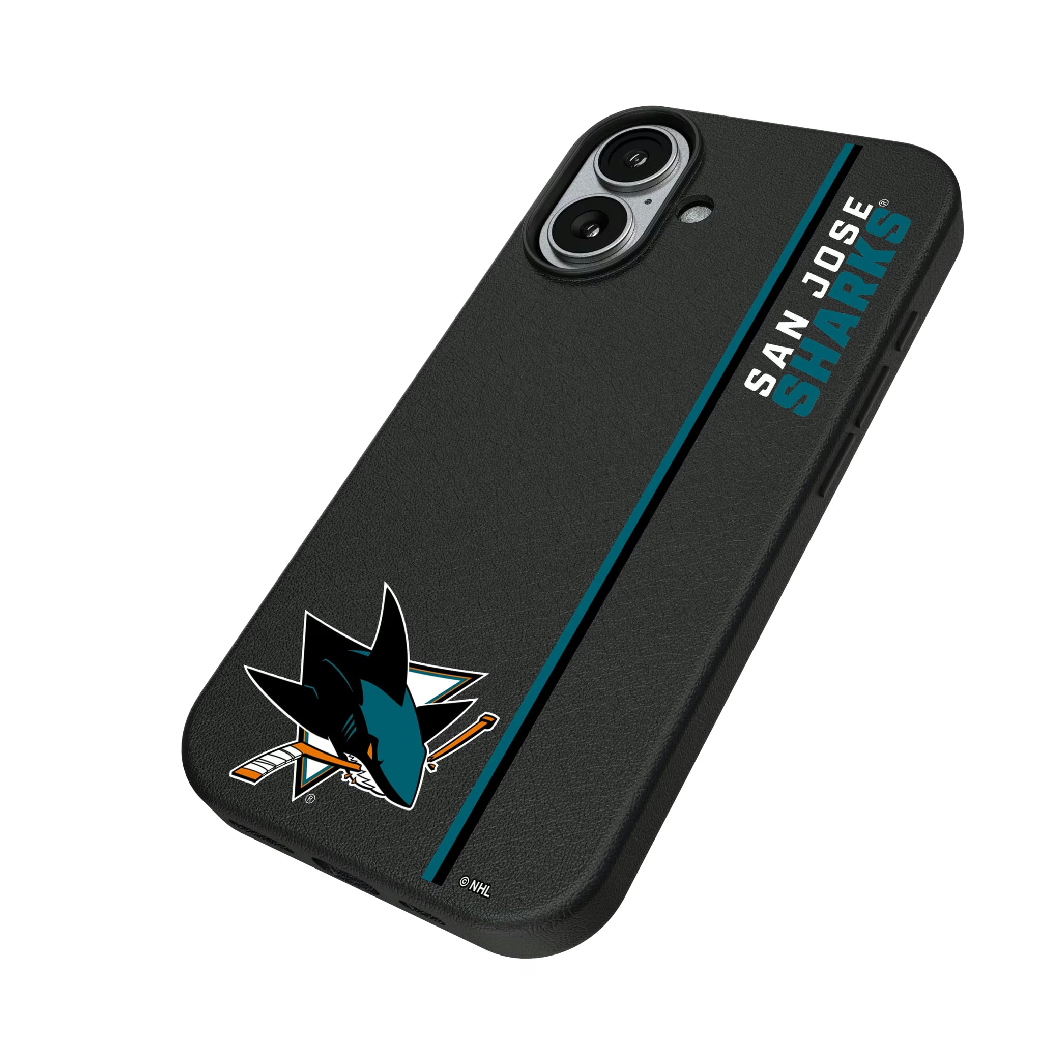 San Jose Sharks Sidebar iPhone MagSafe Compatible Phone Case for Apple iPhone - Isometric View#Device_iPhone 17