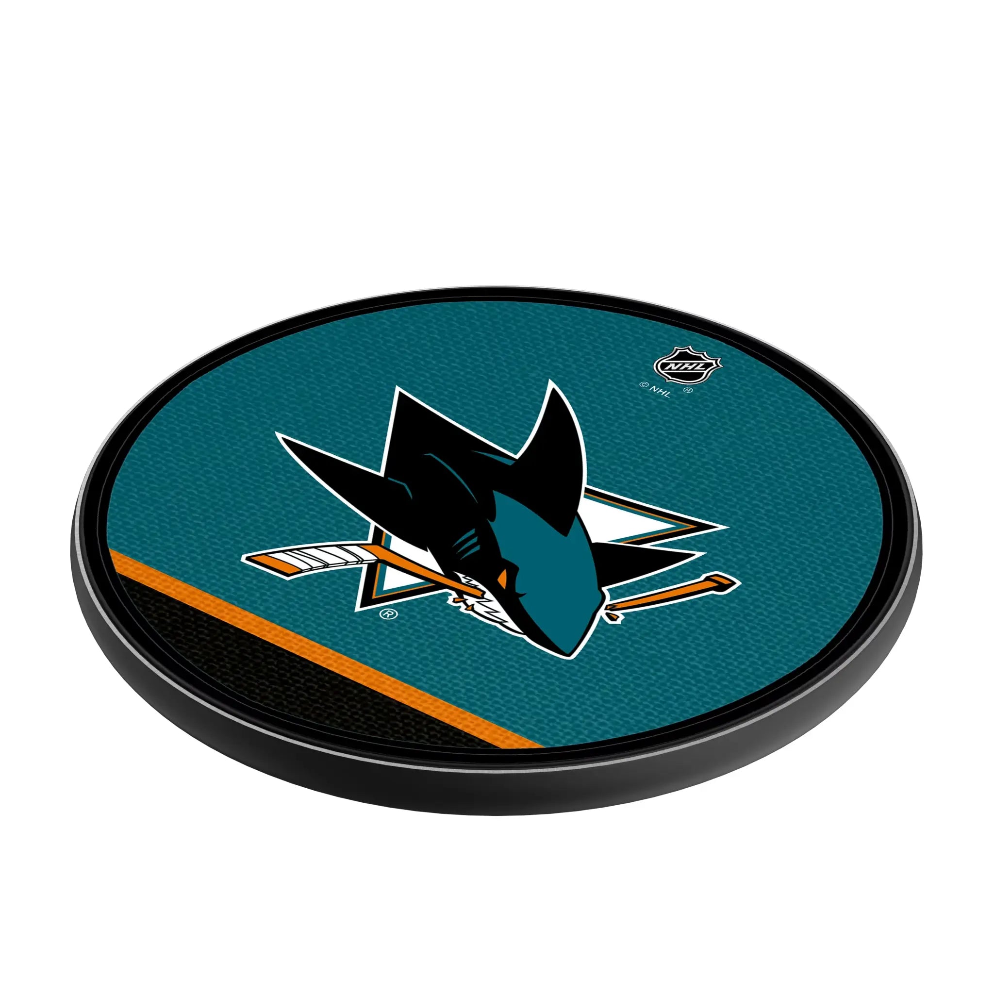 San Jose Sharks Stripe 15-Watt Wireless Charger - Isometric View