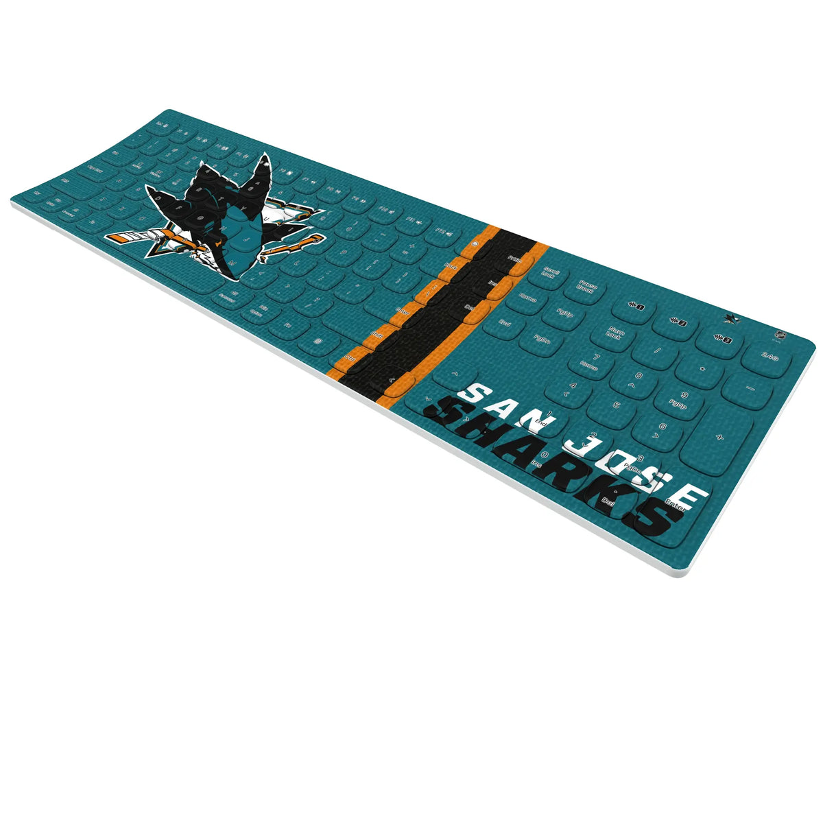 San Jose Sharks Stripe KKB605 Curved Wireless Keyboard - Isometric View