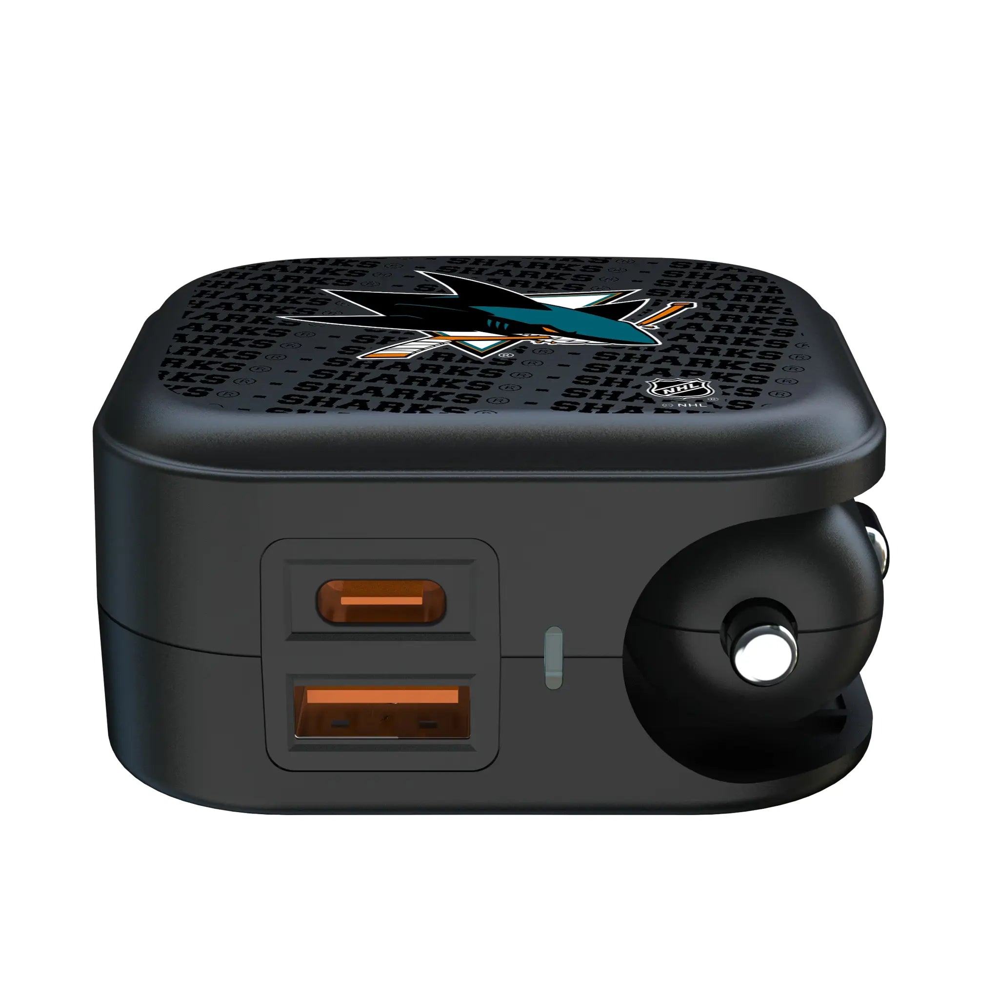 San Jose Sharks Text Backdrop 2 in 1 USB A/C Charger