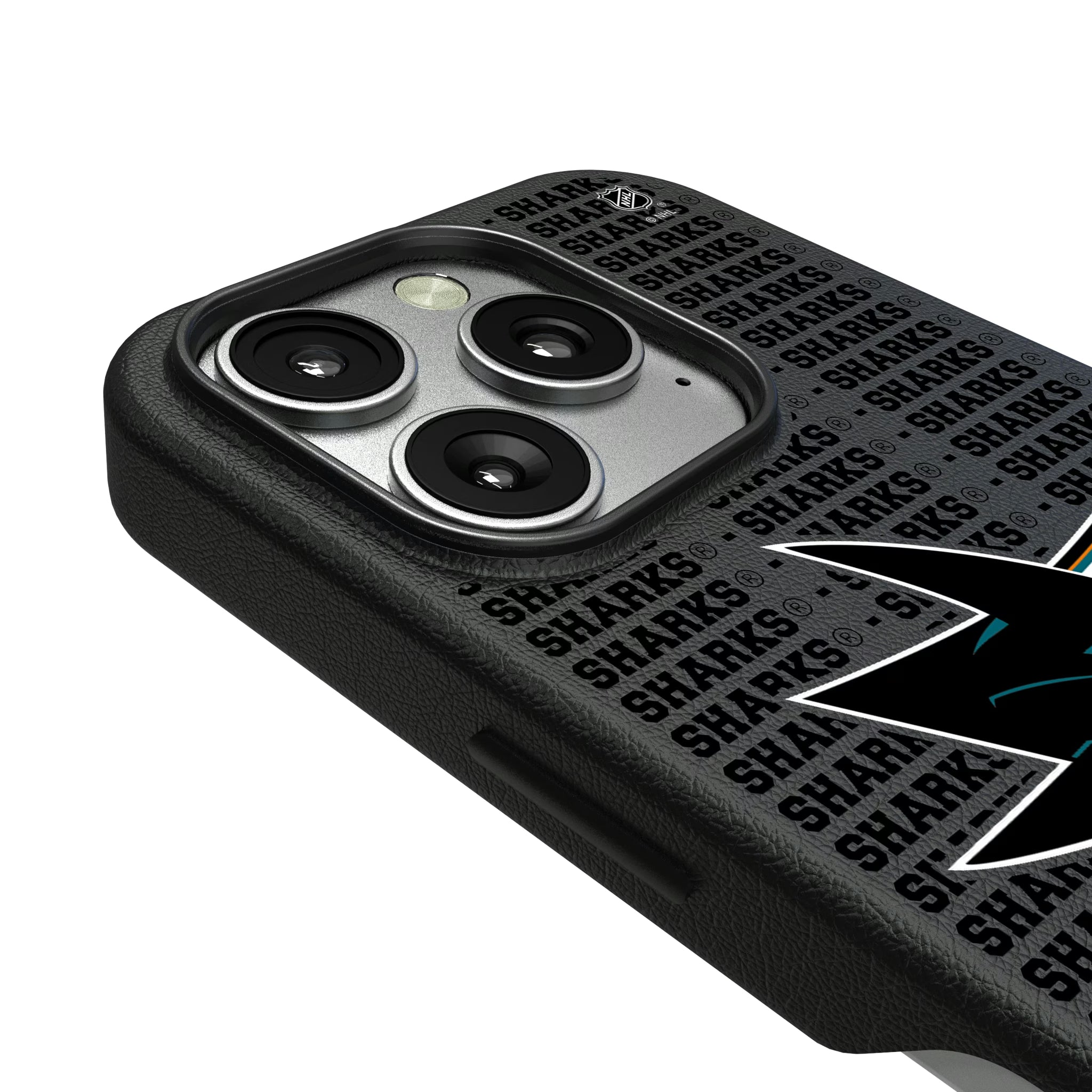 San Jose Sharks Text Backdrop iPhone MagSafe Compatible Phone Case for Apple iPhone - Detail