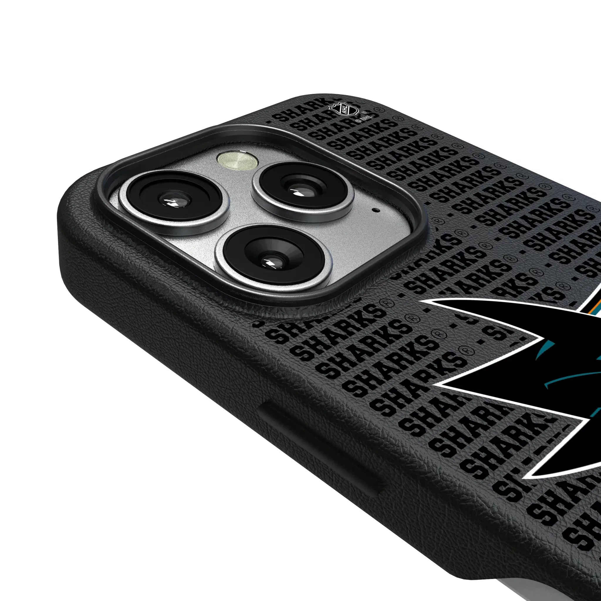 San Jose Sharks Text Backdrop iPhone MagSafe Compatible Phone Case for Apple iPhone - Detail