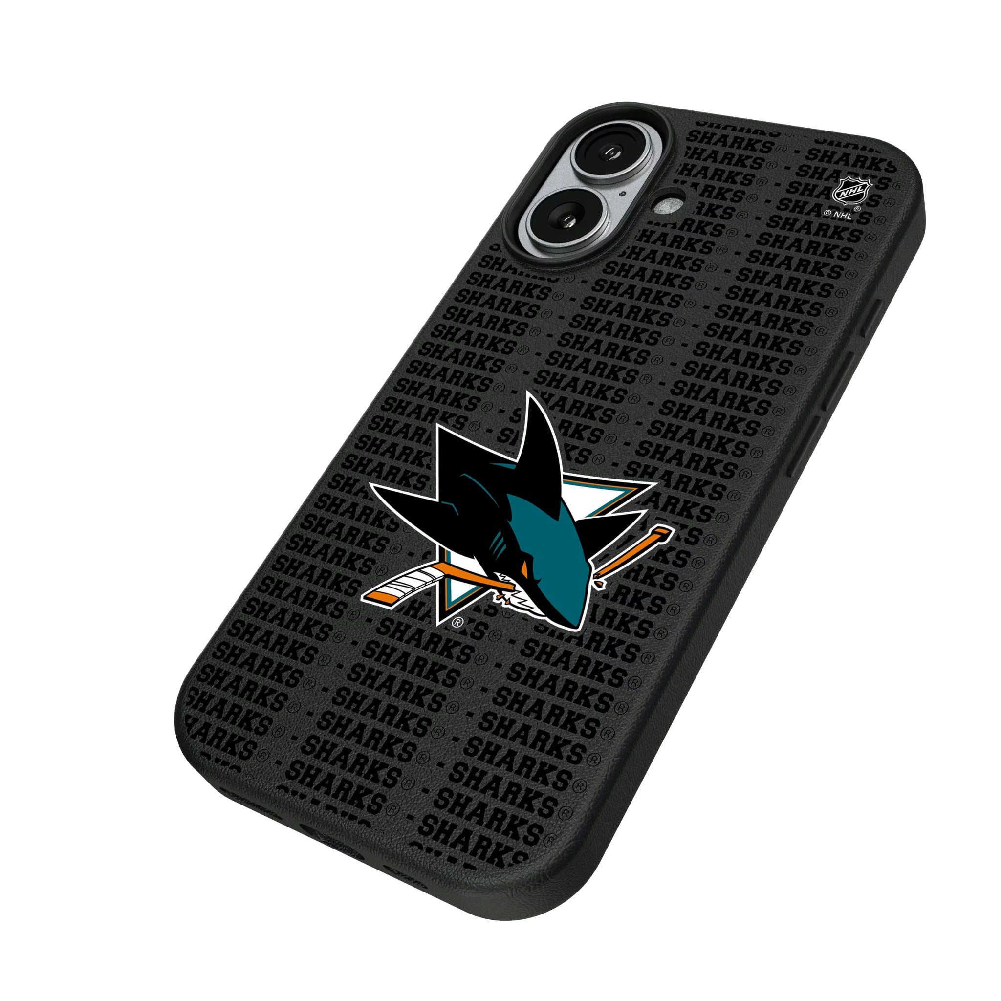 San Jose Sharks Text Backdrop iPhone MagSafe Compatible Phone Case for Apple iPhone - Isometric View#Device_iPhone 17
